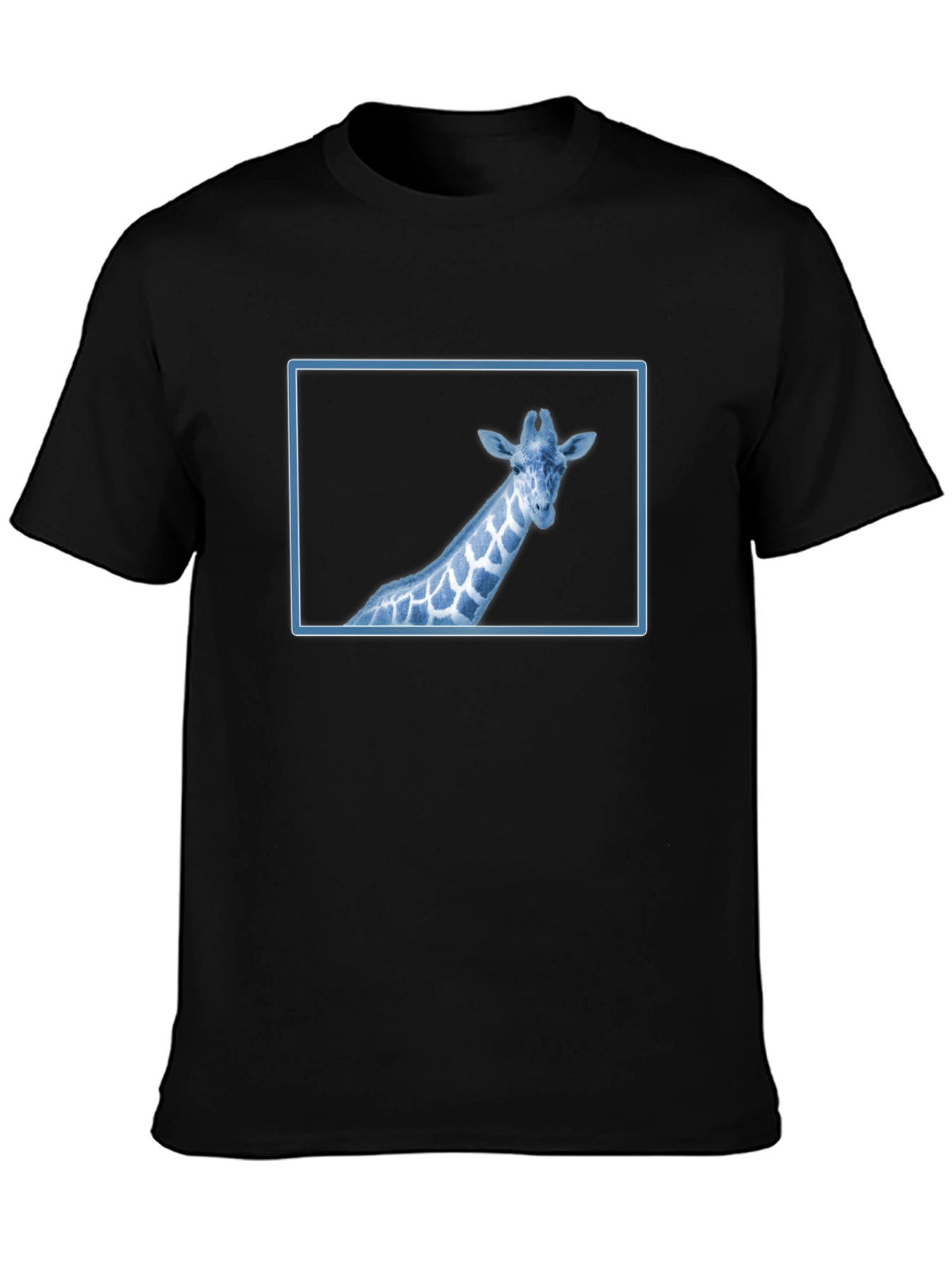 Giraffe Graphic Tee - Cool Blue Wildlife Design