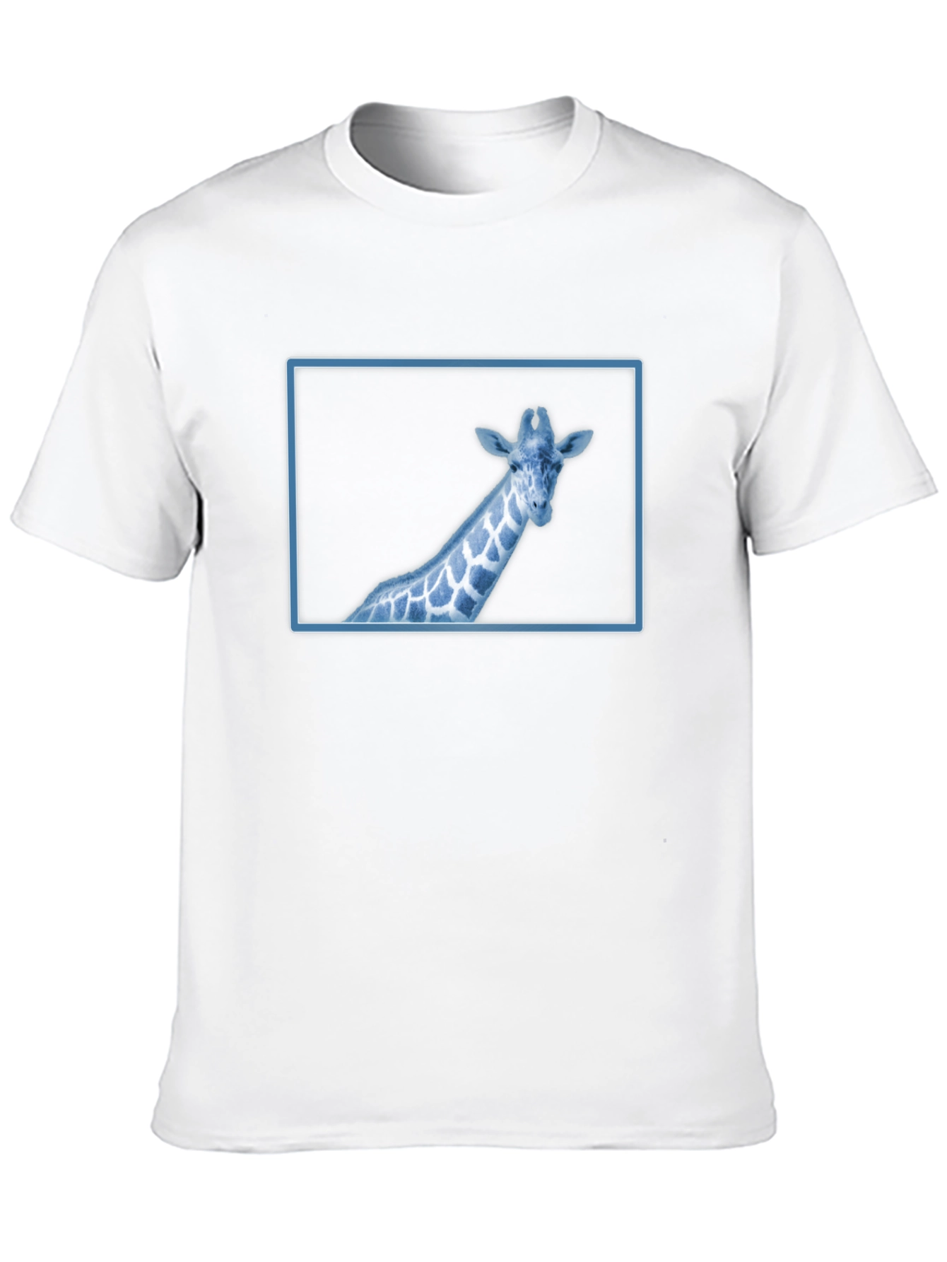 Giraffe Graphic Tee - Cool Blue Wildlife Design