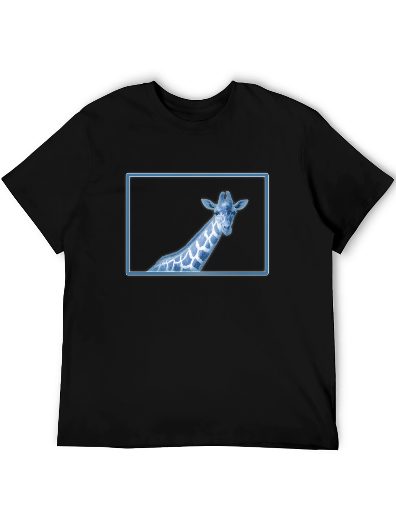 Giraffe Graphic Tee - Cool Blue Wildlife Design