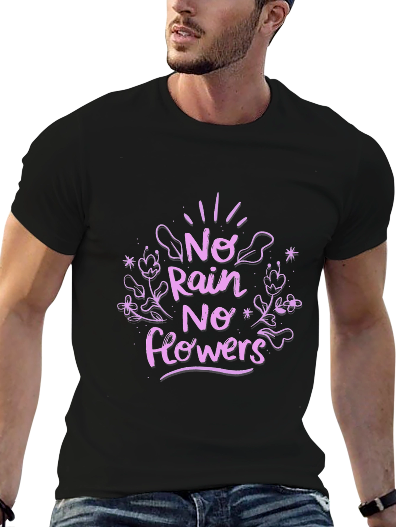 No Rain No Flowers Black Graphic T-Shirt