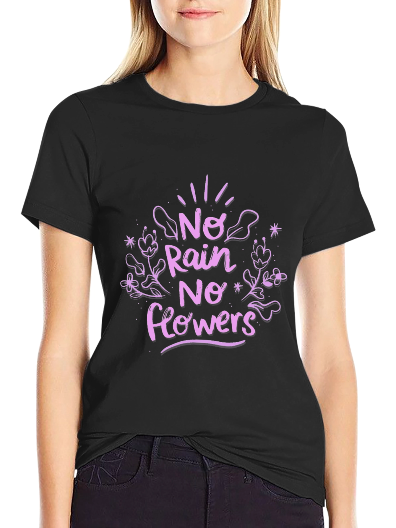No Rain No Flowers Black Graphic T-Shirt