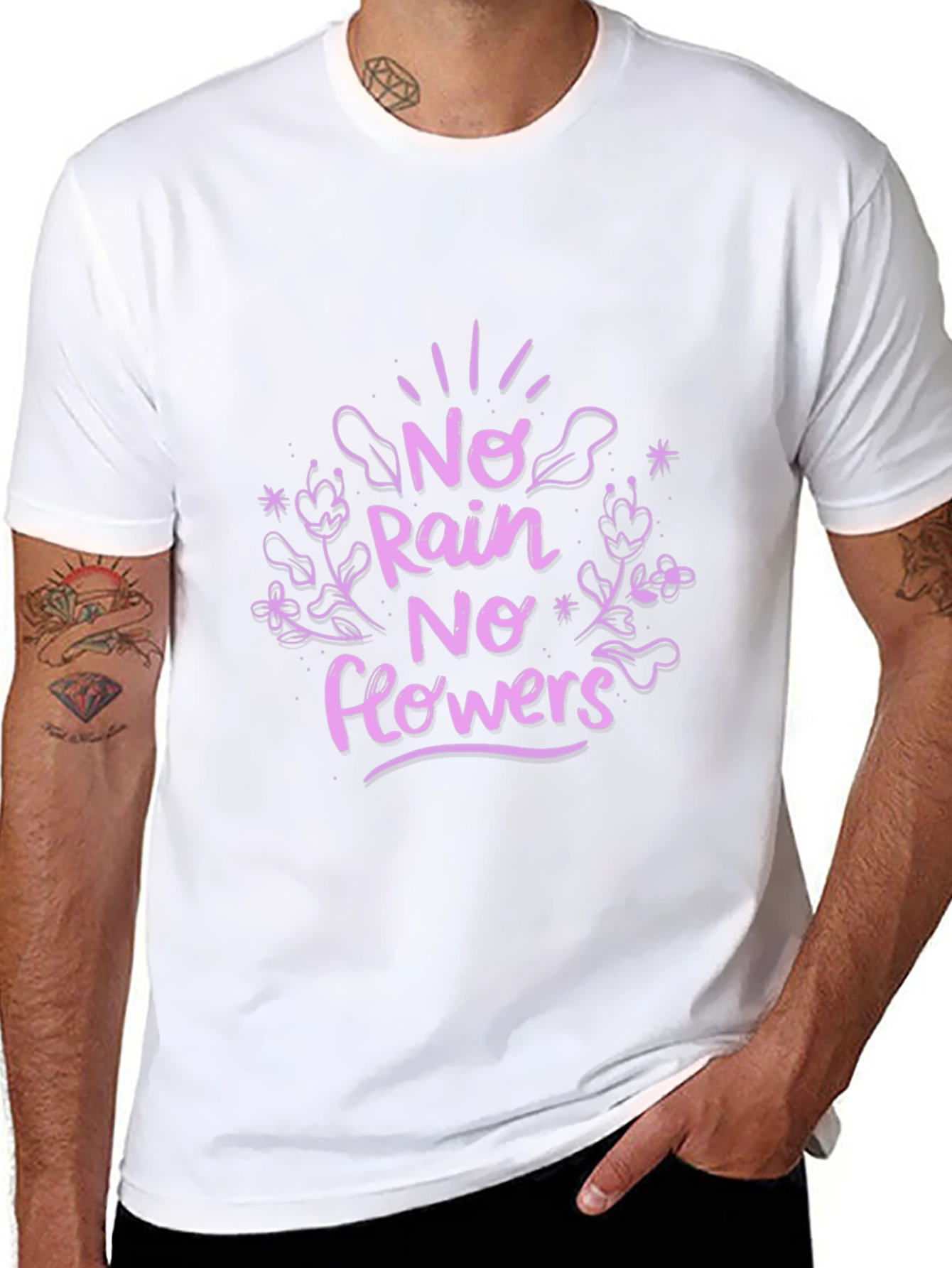 No Rain No Flowers Black Graphic T-Shirt