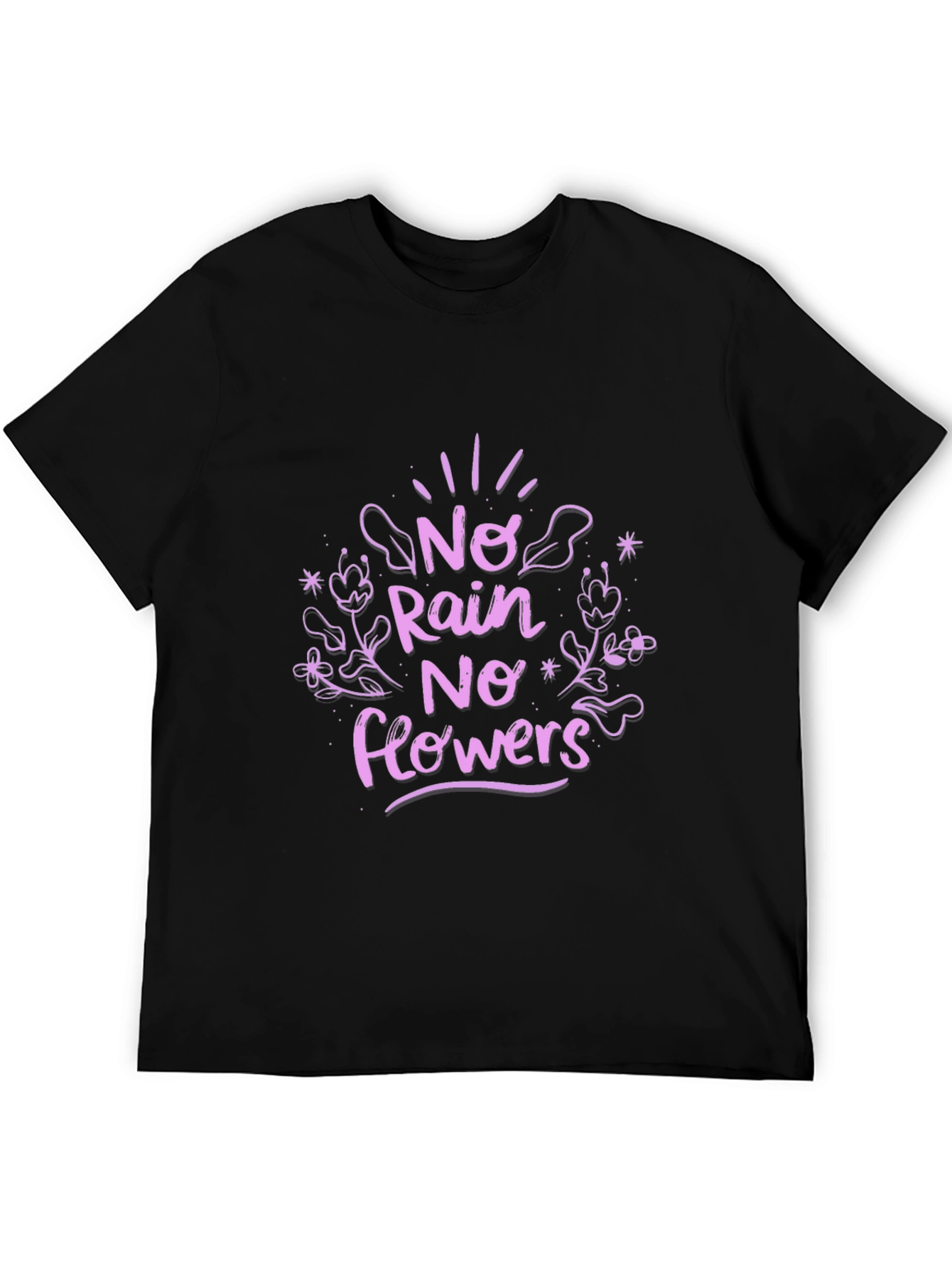 No Rain No Flowers Black Graphic T-Shirt
