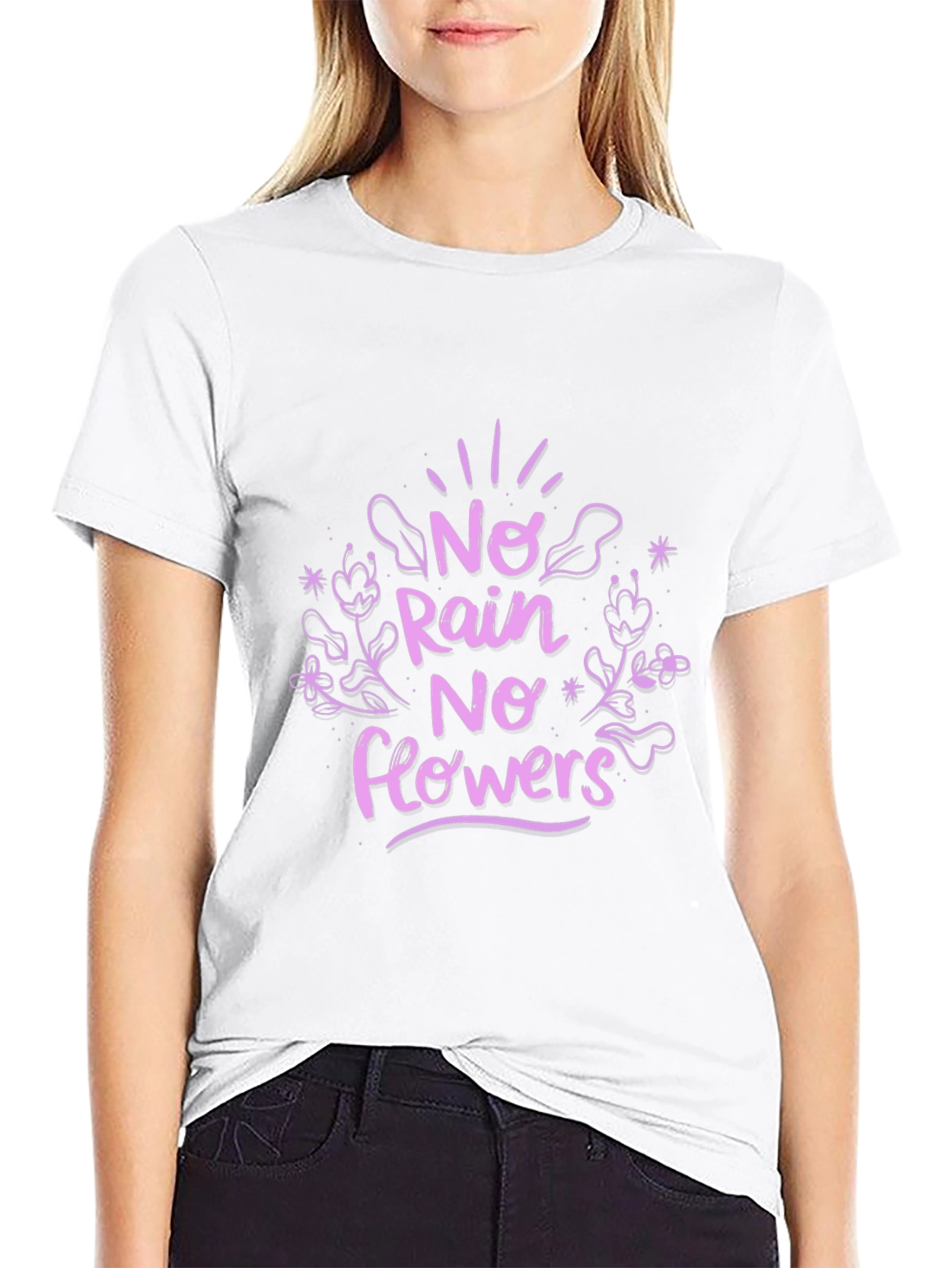 No Rain No Flowers Black Graphic T-Shirt