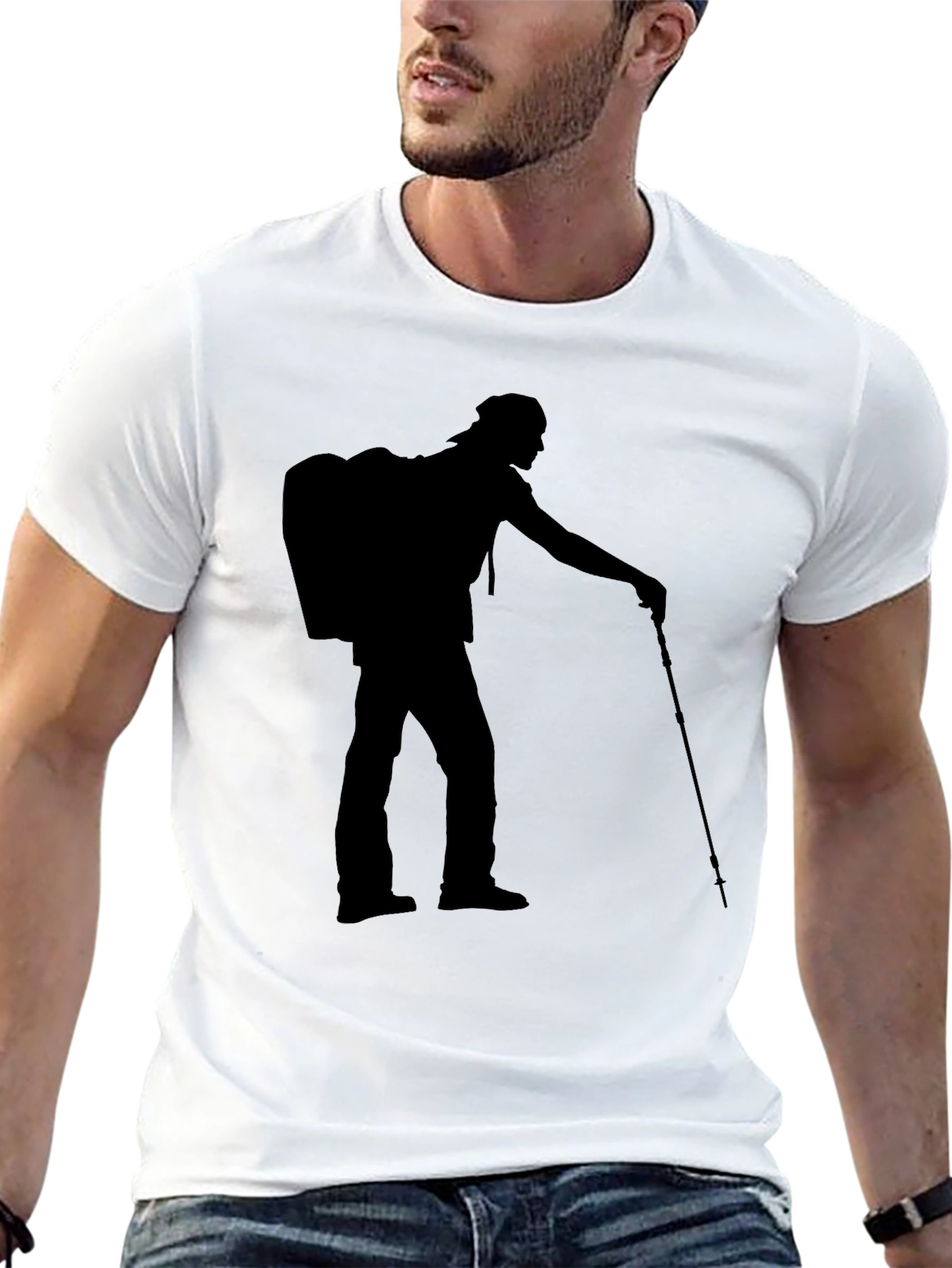 Hiking Silhouette Graphic Tee - Black Casual Shirt