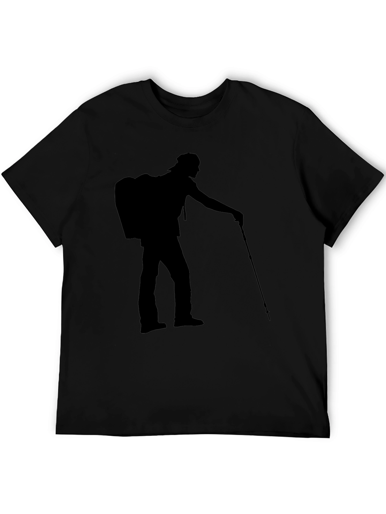 Hiking Silhouette Graphic Tee - Black Casual Shirt