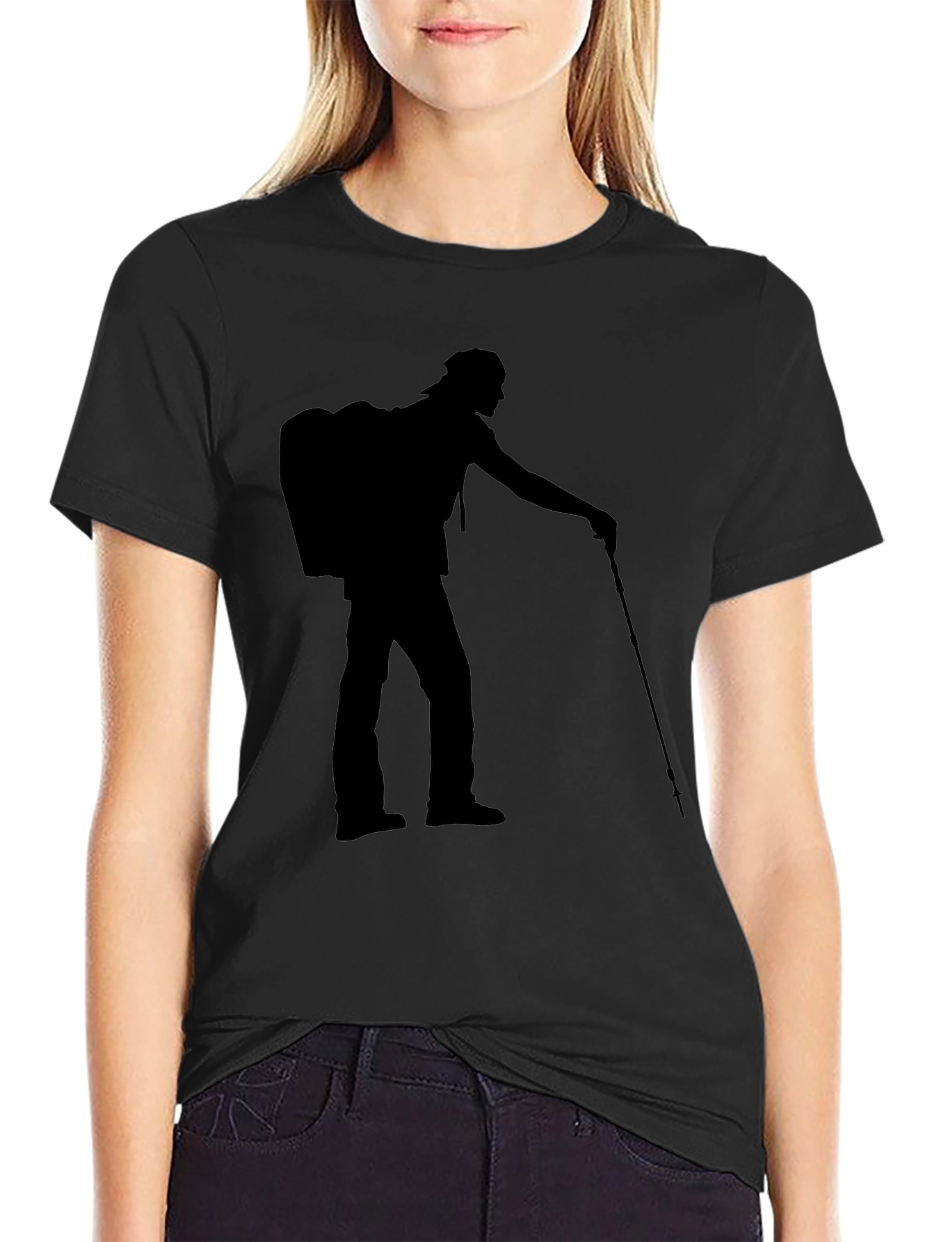 Hiking Silhouette Graphic Tee - Black Casual Shirt