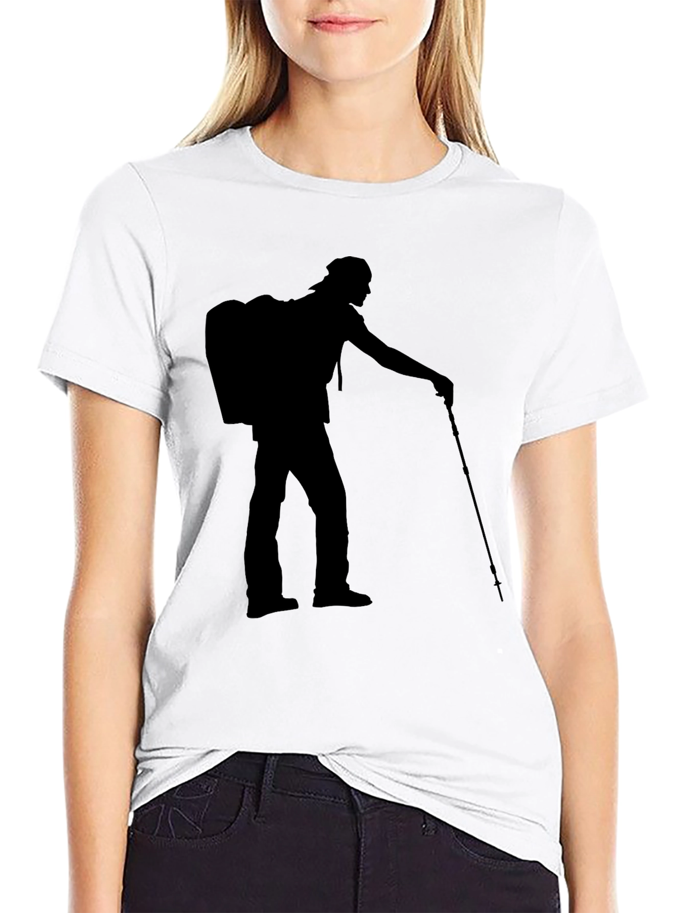 Hiking Silhouette Graphic Tee - Black Casual Shirt