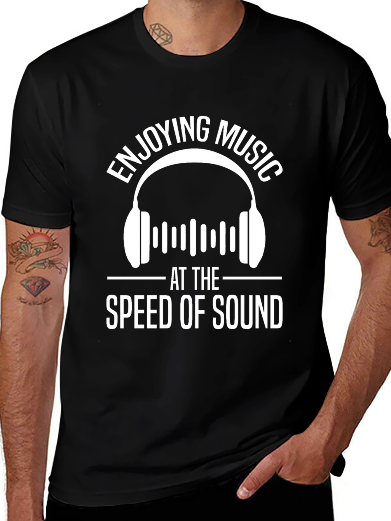 Enjoying Music at The Speed of Sound Black T-Shirt