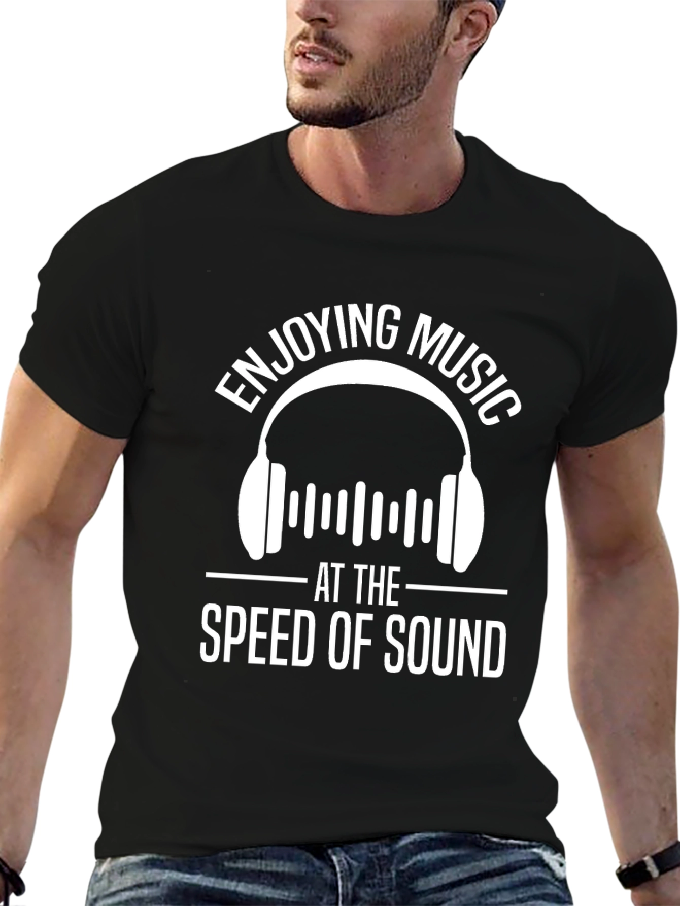 Enjoying Music at The Speed of Sound Black T-Shirt
