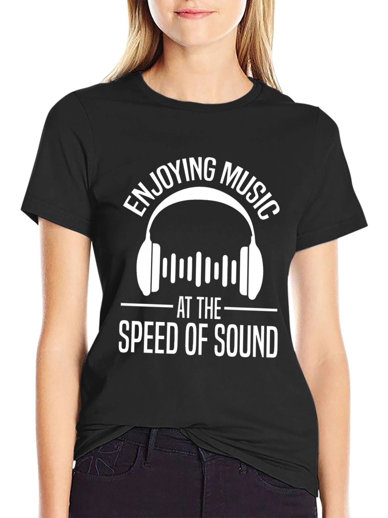Enjoying Music at The Speed of Sound Black T-Shirt