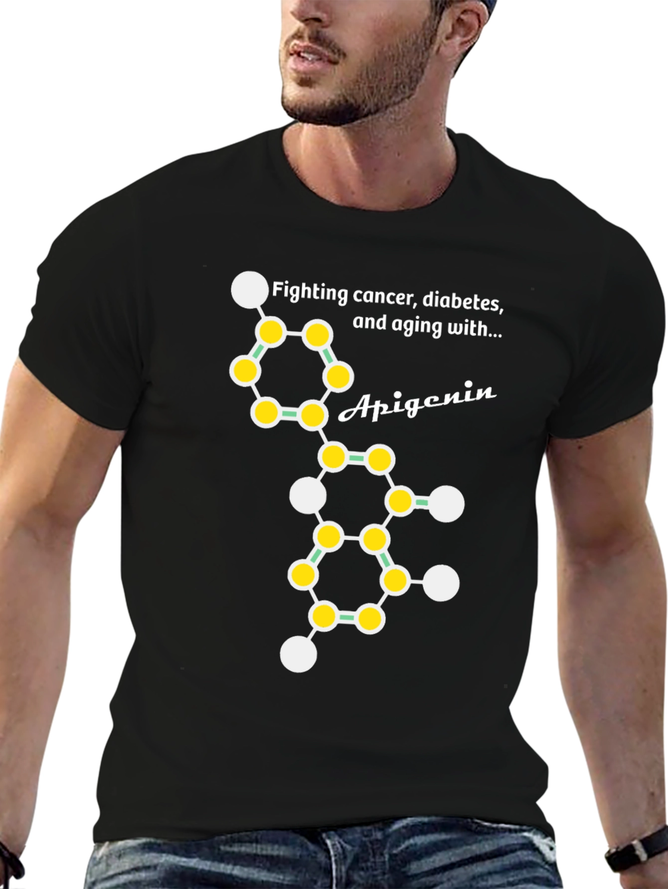Apigenin Molecule T-Shirt - Fight Cancer Diabetes & Aging