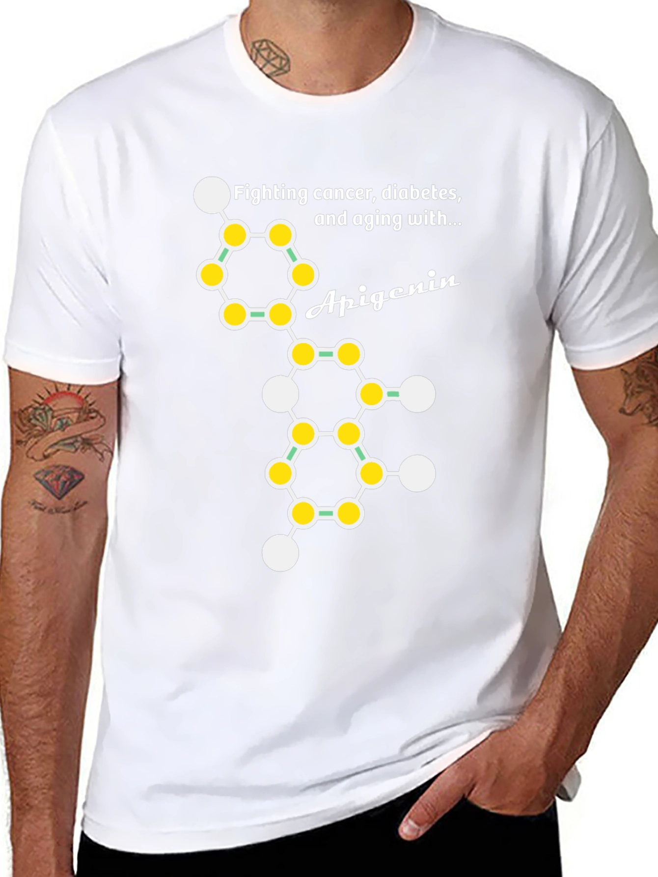 Apigenin Molecule T-Shirt - Fight Cancer Diabetes & Aging