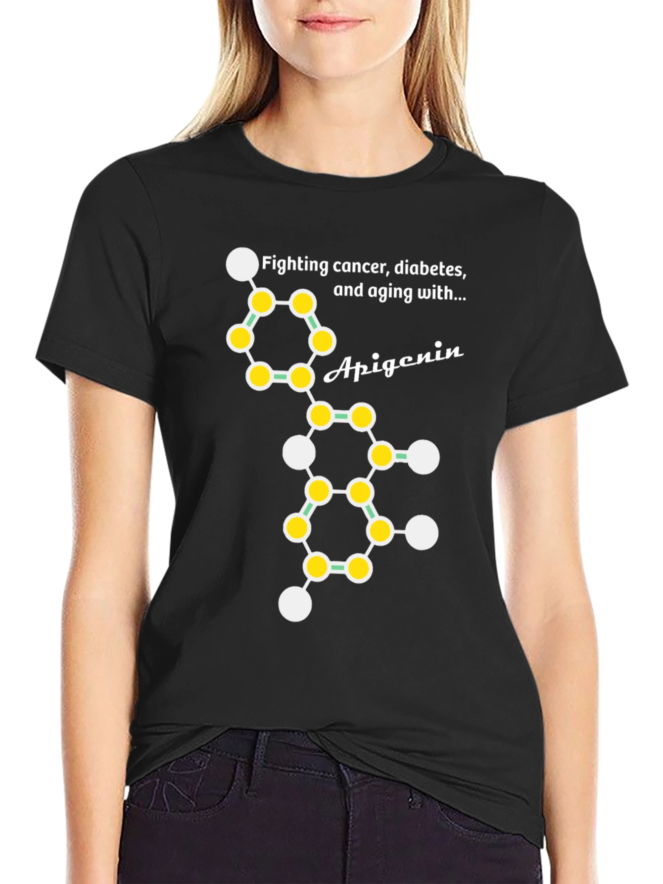 Apigenin Molecule T-Shirt - Fight Cancer Diabetes & Aging