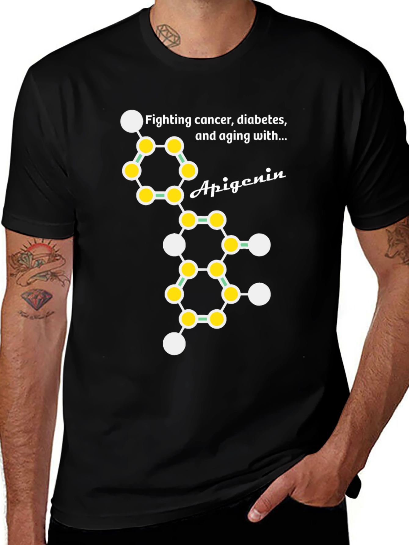 Apigenin Molecule T-Shirt - Fight Cancer Diabetes & Aging