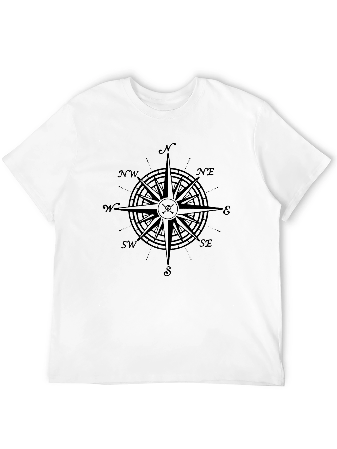 Compass Rose Graphic Mens Black T-Shirt
