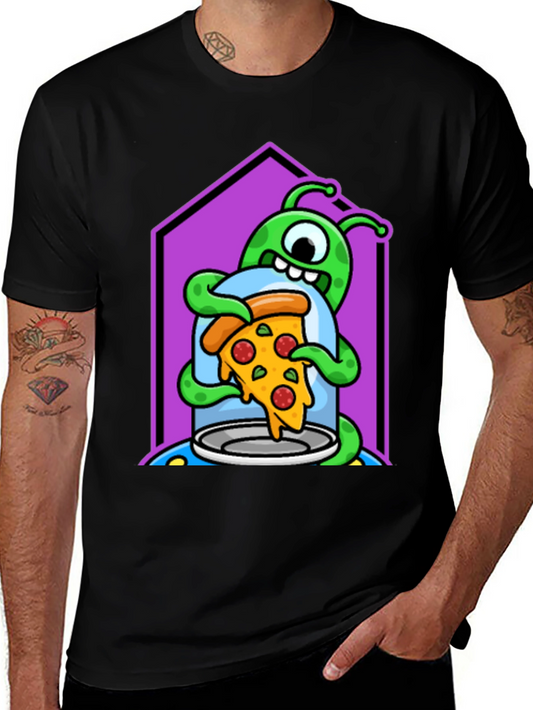 Alien Pizza Lover Graphic T-Shirt