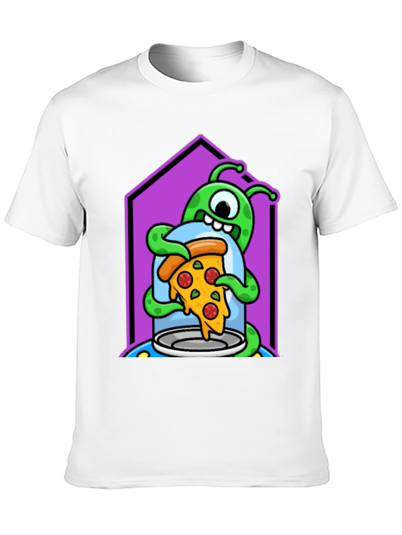 Alien Pizza Lover Graphic T-Shirt