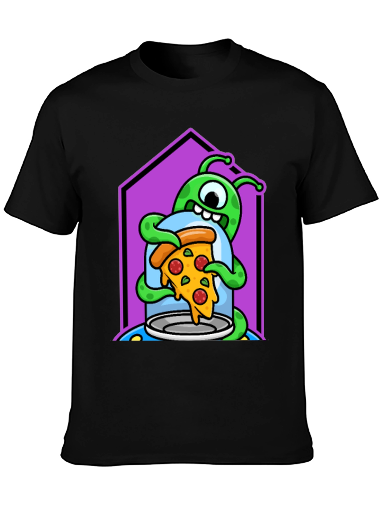 Alien Pizza Lover Graphic T-Shirt
