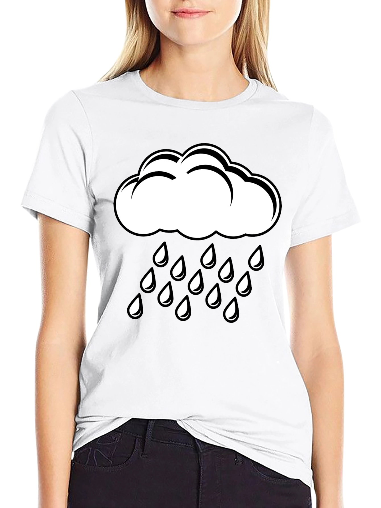 Rain Cloud Graphic T-Shirt - Black Cotton Tee