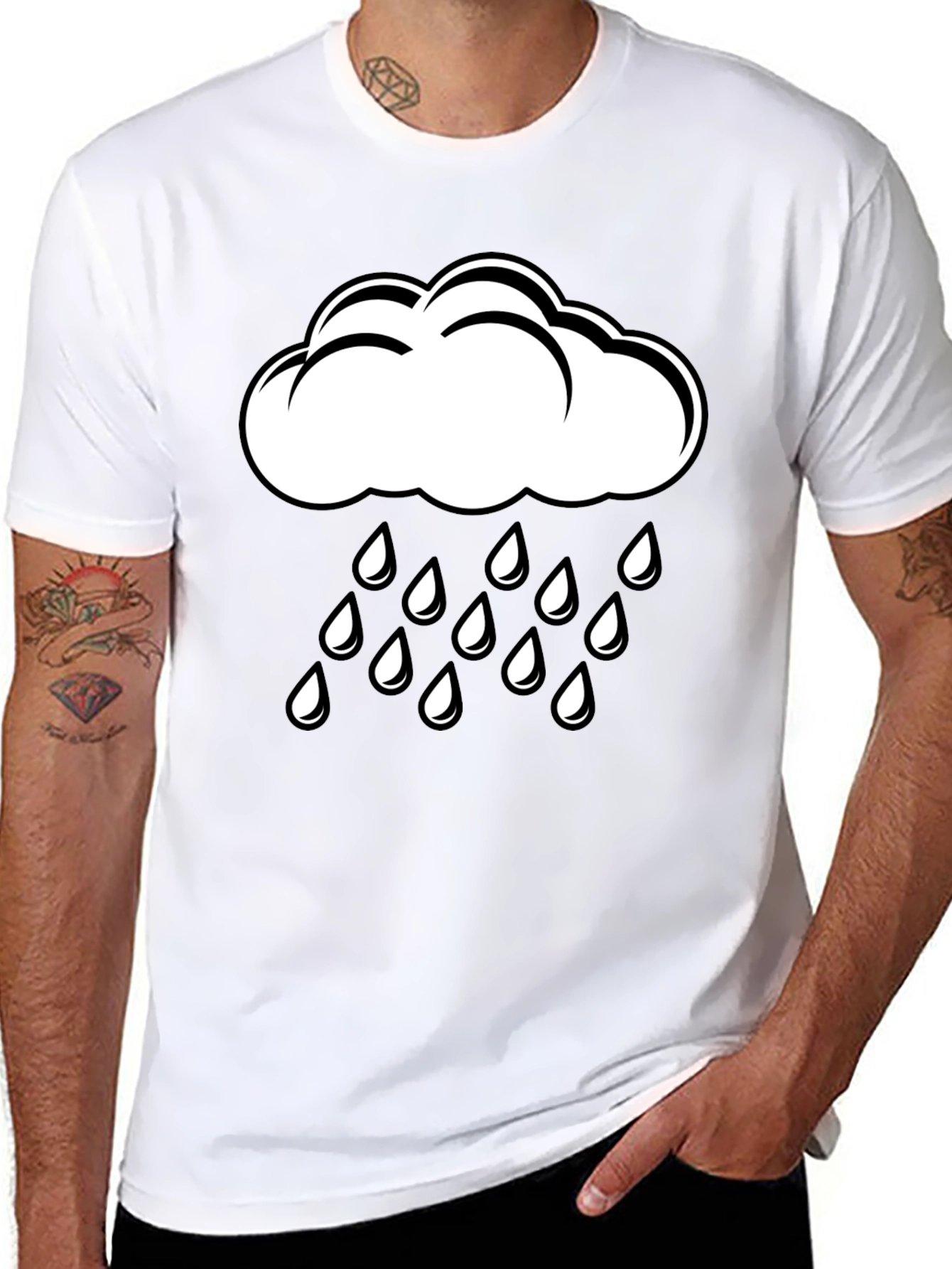 Rain Cloud Graphic T-Shirt - Black Cotton Tee