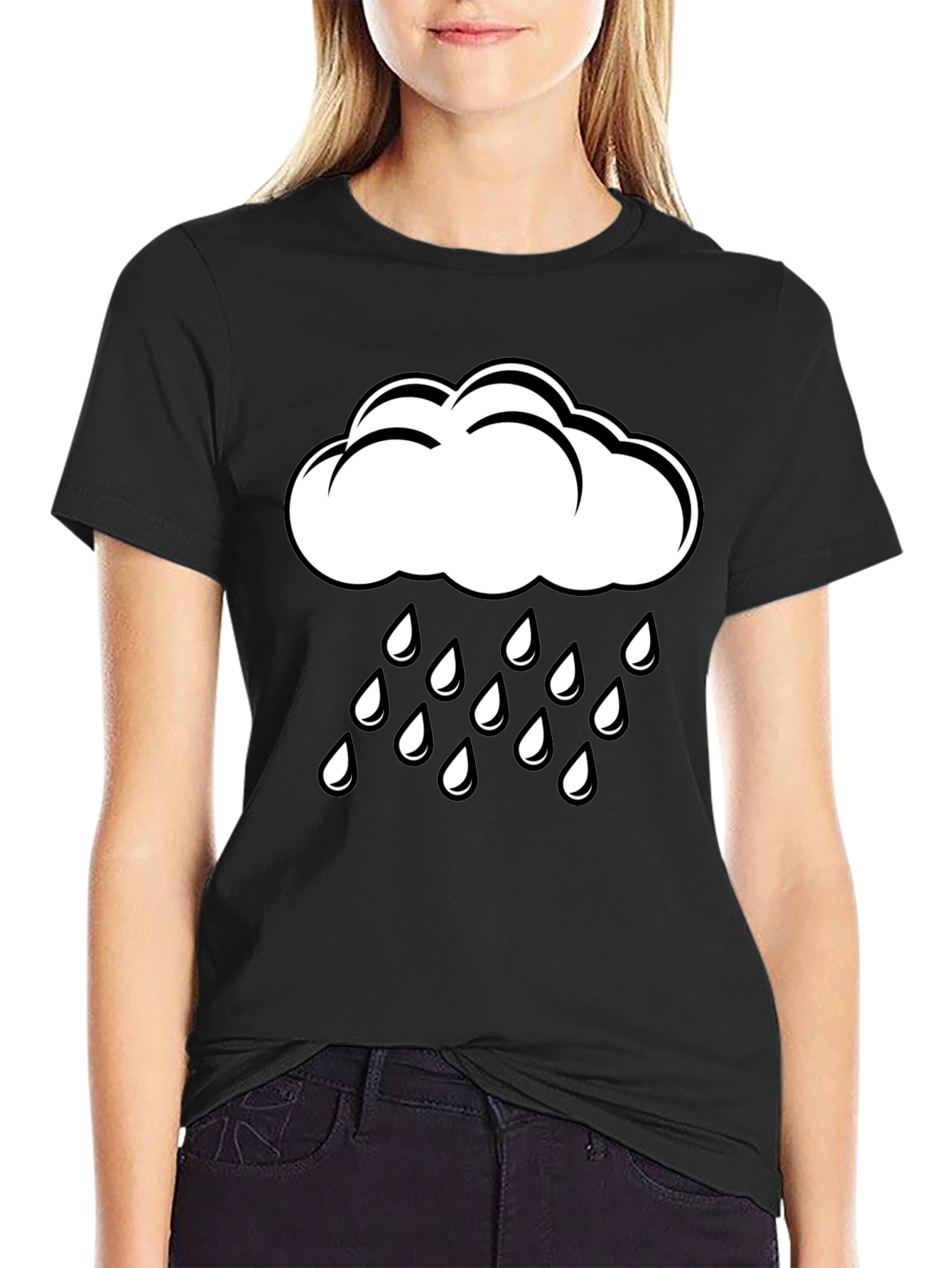 Rain Cloud Graphic T-Shirt - Black Cotton Tee