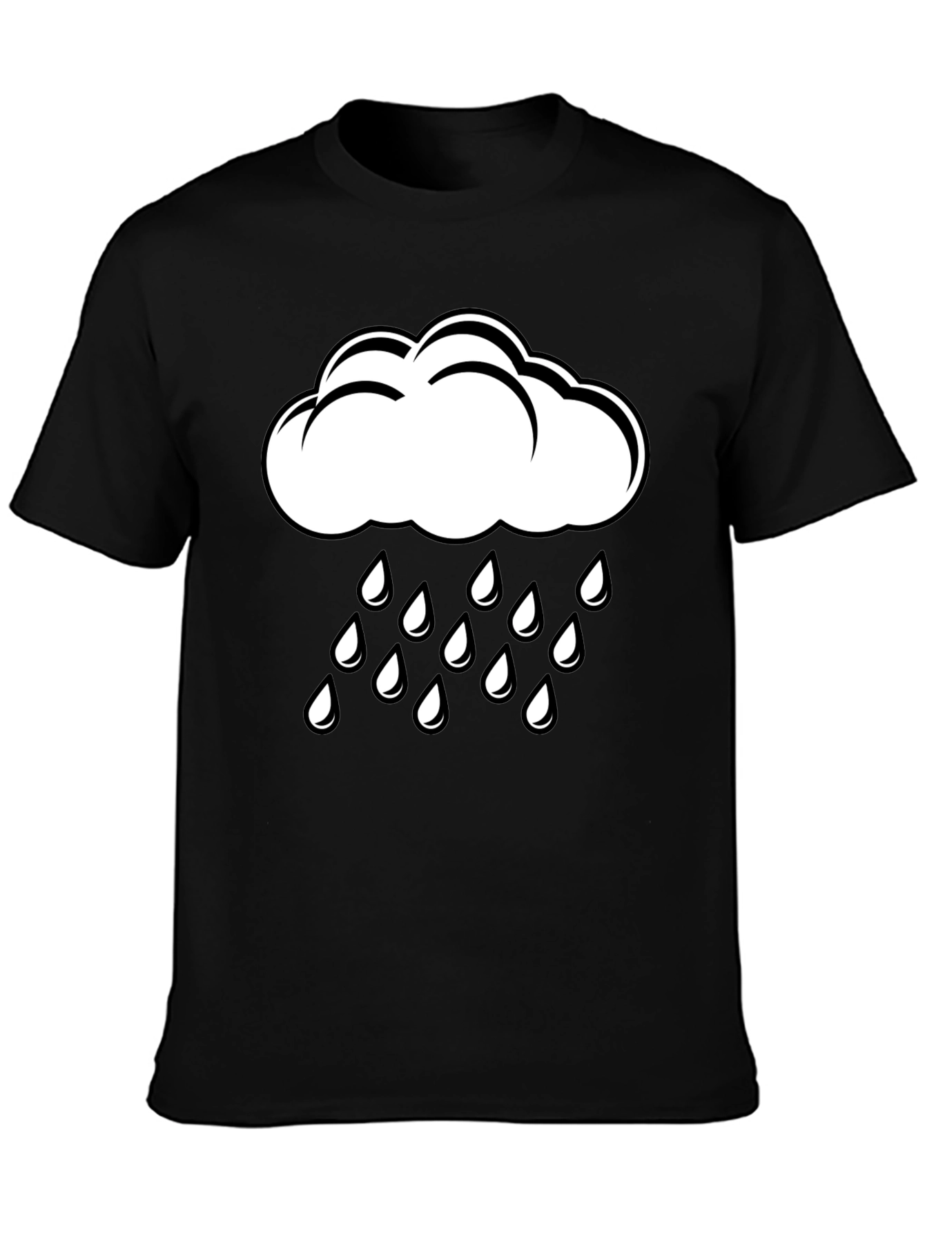 Rain Cloud Graphic T-Shirt - Black Cotton Tee