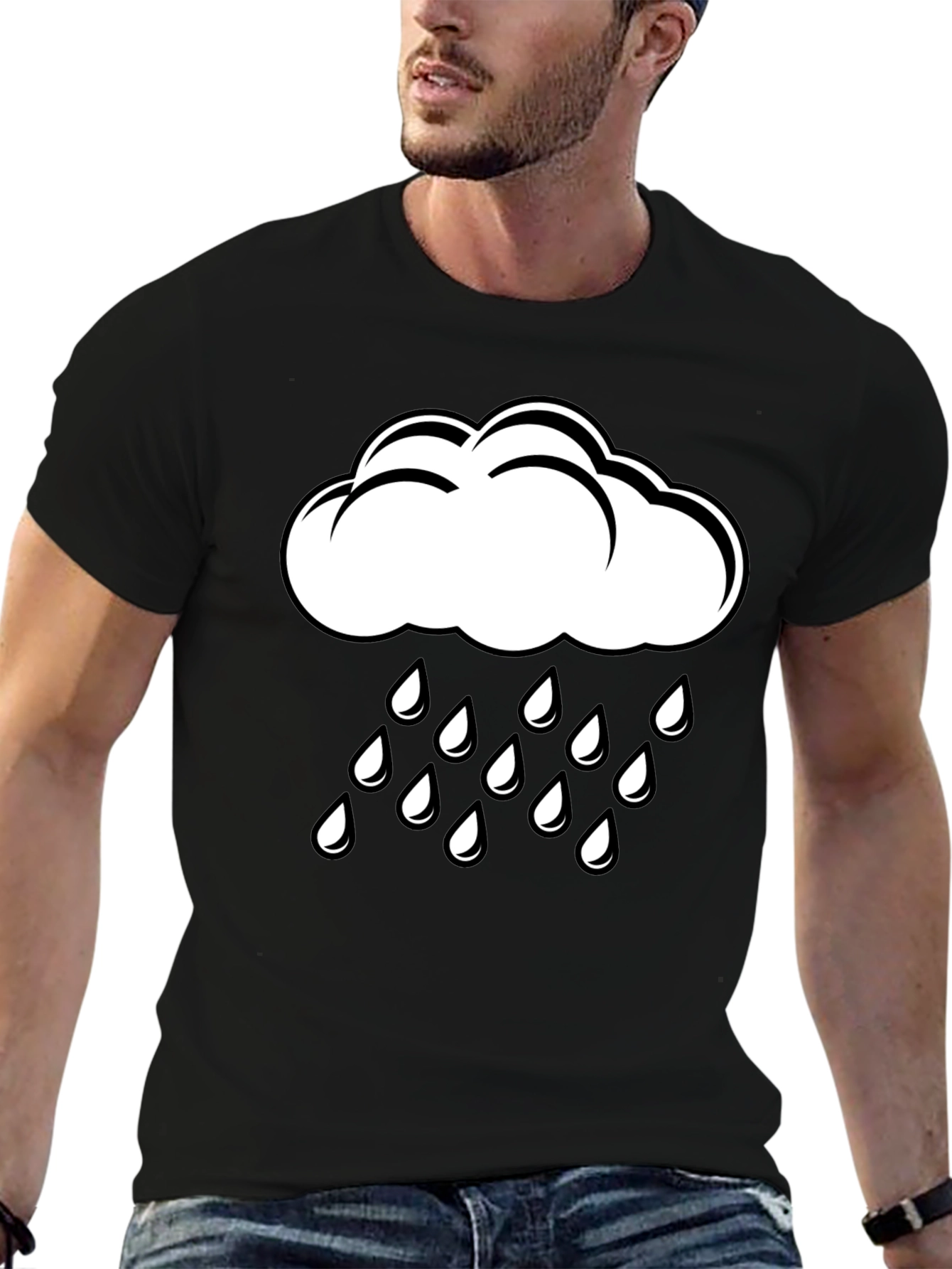 Rain Cloud Graphic T-Shirt - Black Cotton Tee