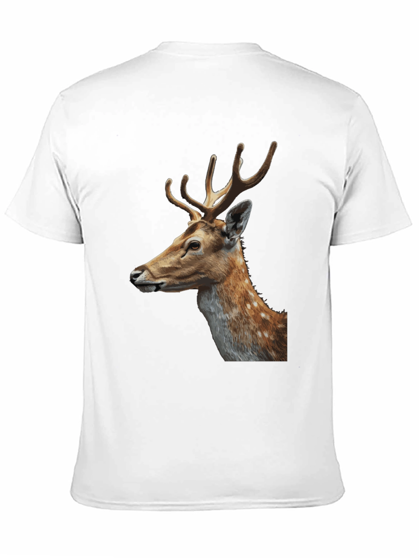 Deer Graphic Tee - Black Cotton Animal Print T-Shirt