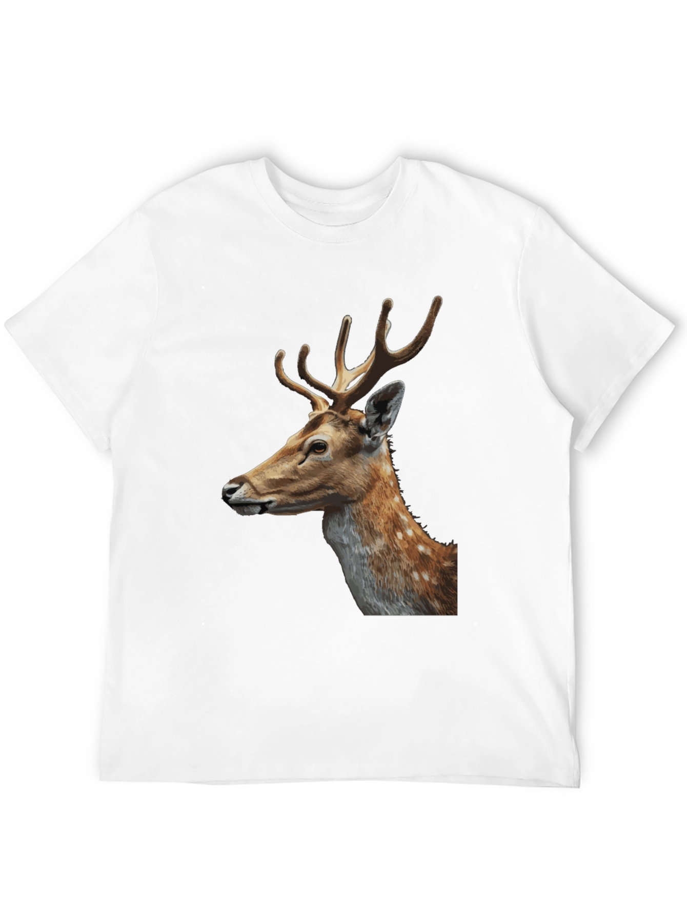 Deer Graphic Tee - Black Cotton Animal Print T-Shirt
