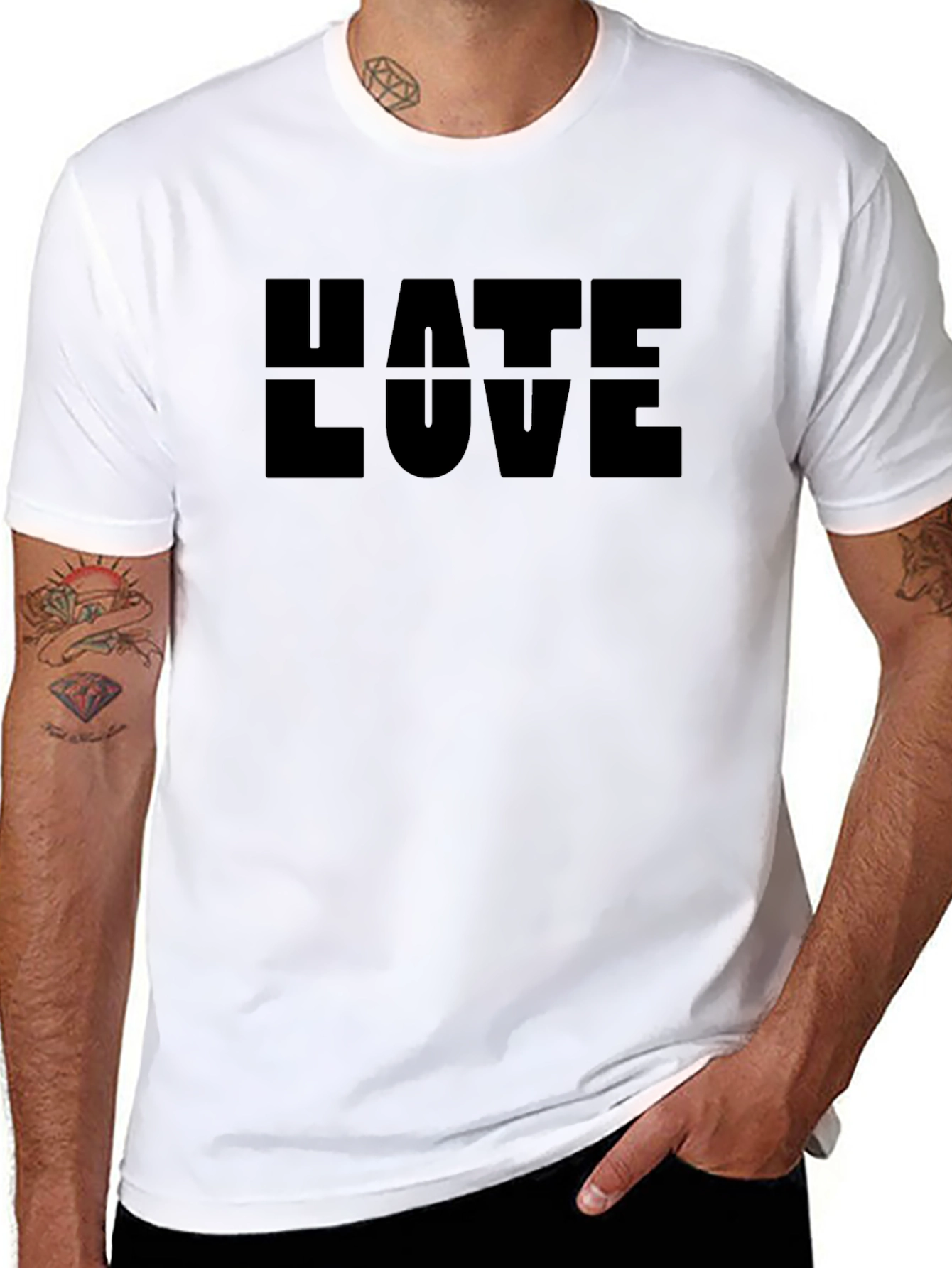 Hate Love Graphic Tee - Mens Black T-Shirt