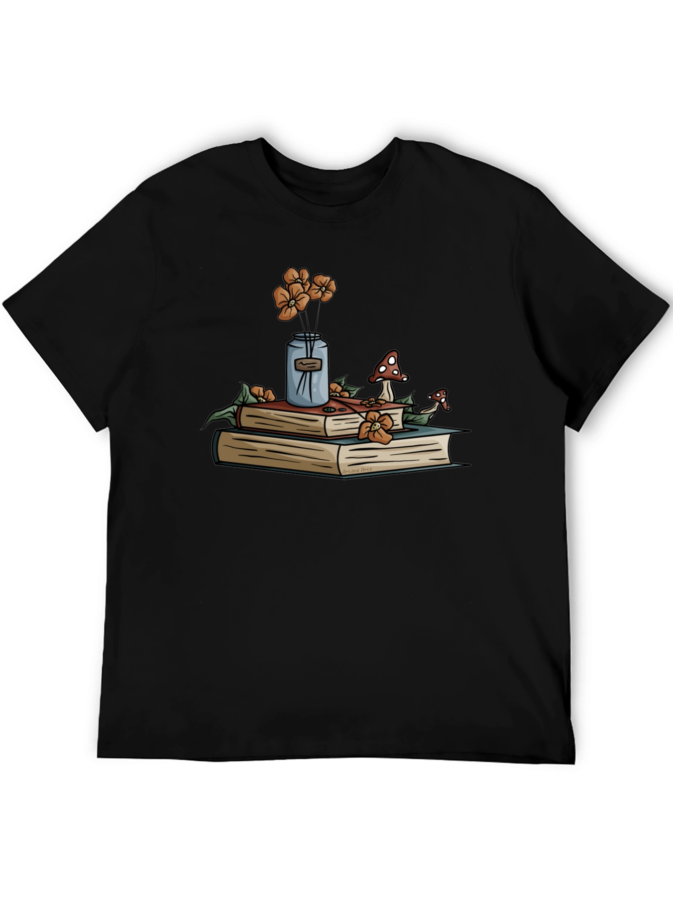 Book Stack T-Shirt - Floral Design