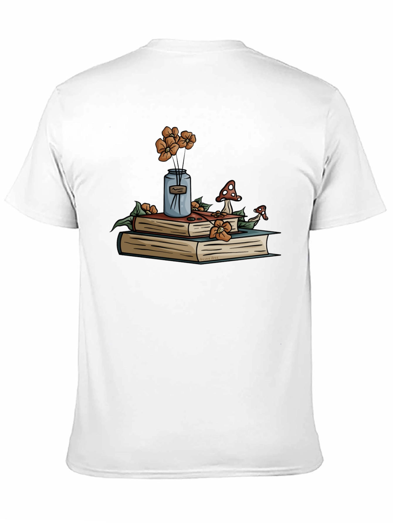 Book Stack T-Shirt - Floral Design