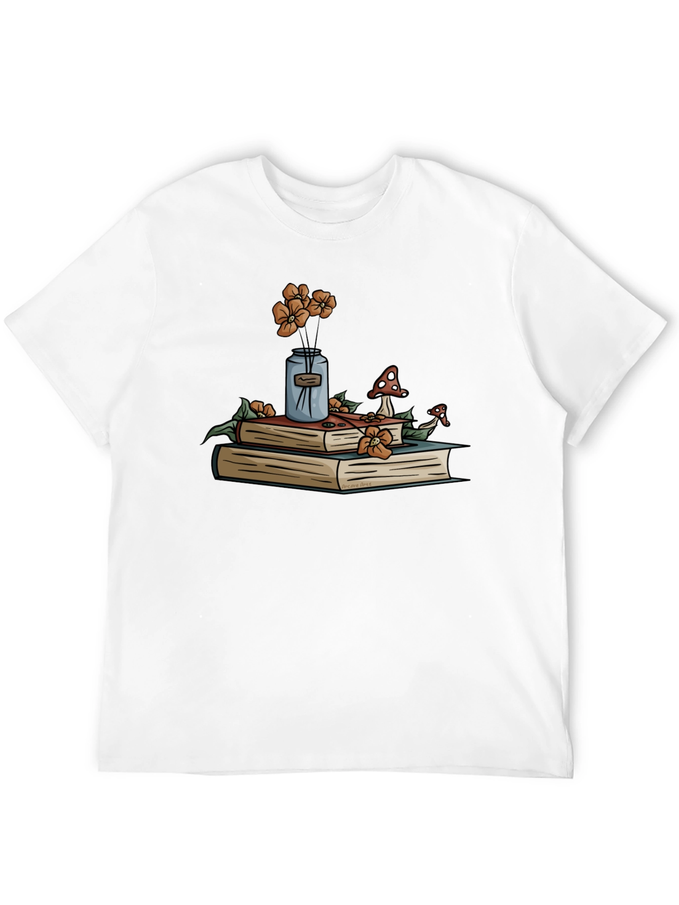 Book Stack T-Shirt - Floral Design