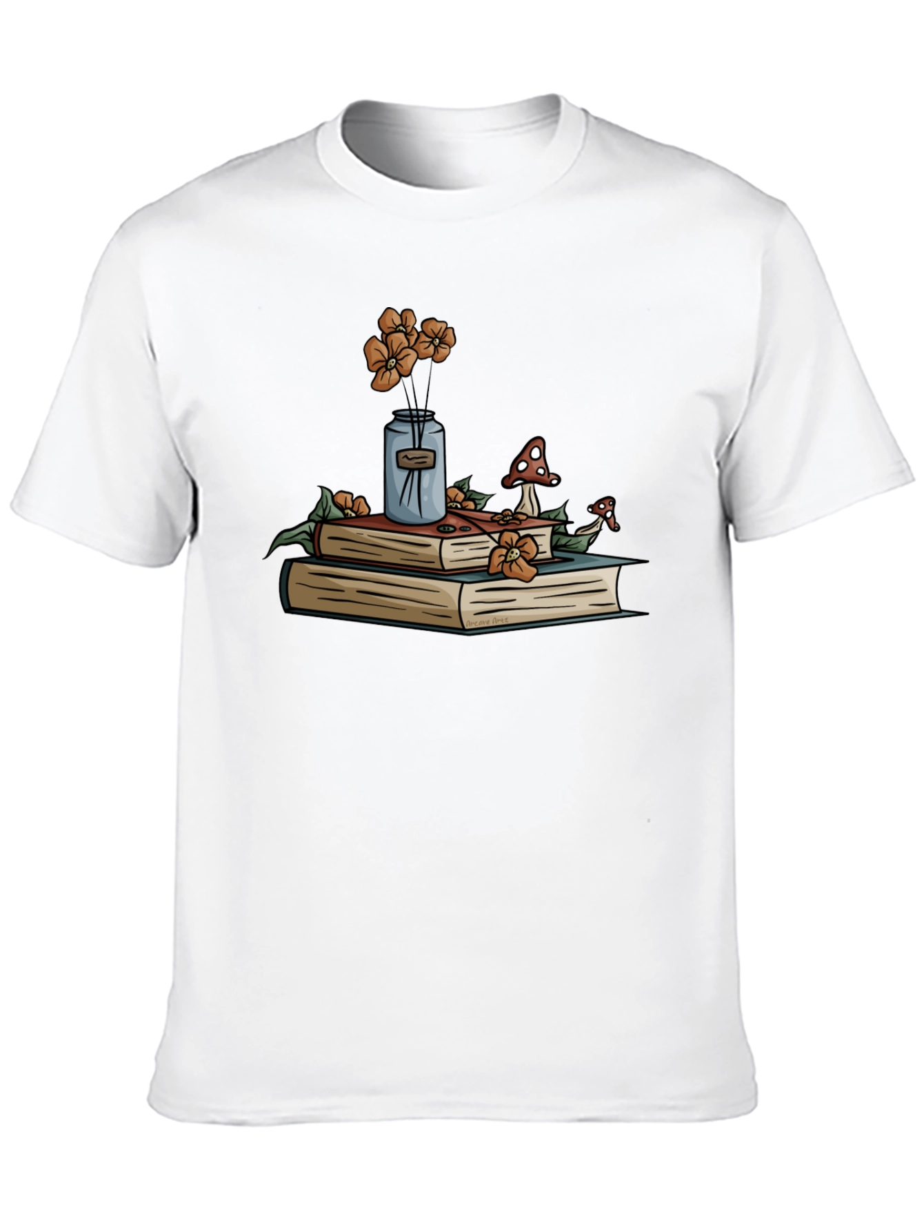 Book Stack T-Shirt - Floral Design