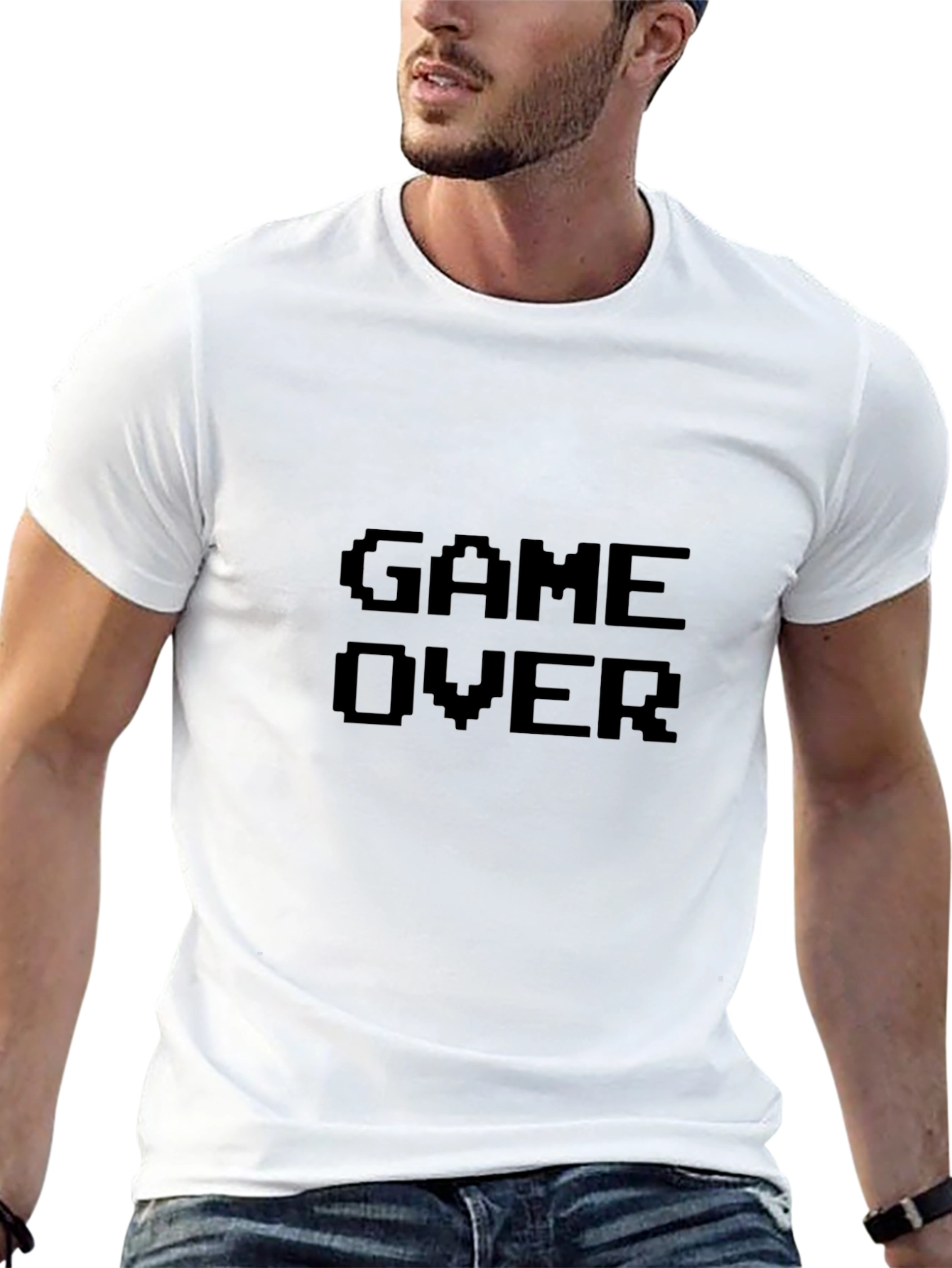 Game Over Pixel Art Black T-Shirt