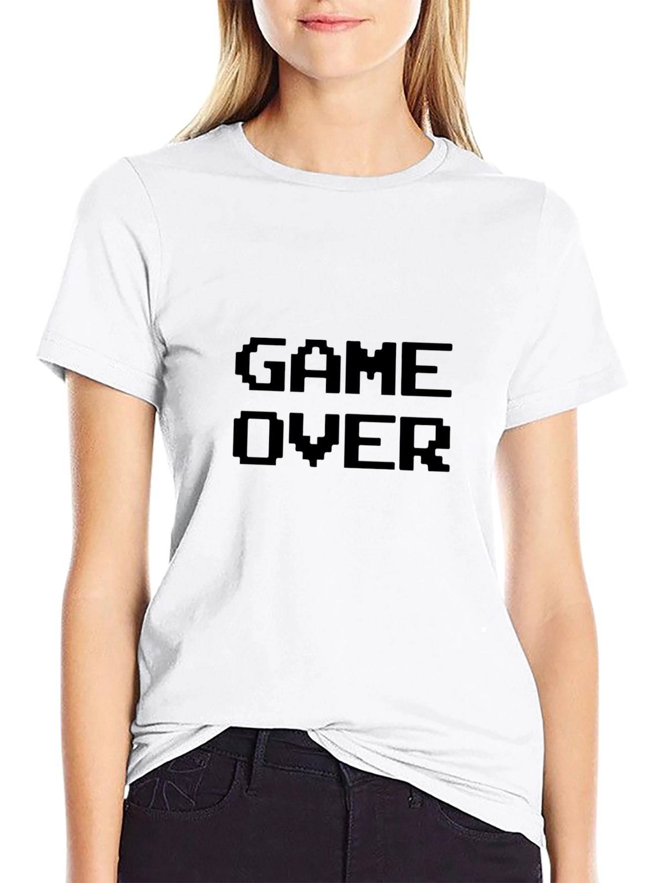 Game Over Pixel Art Black T-Shirt