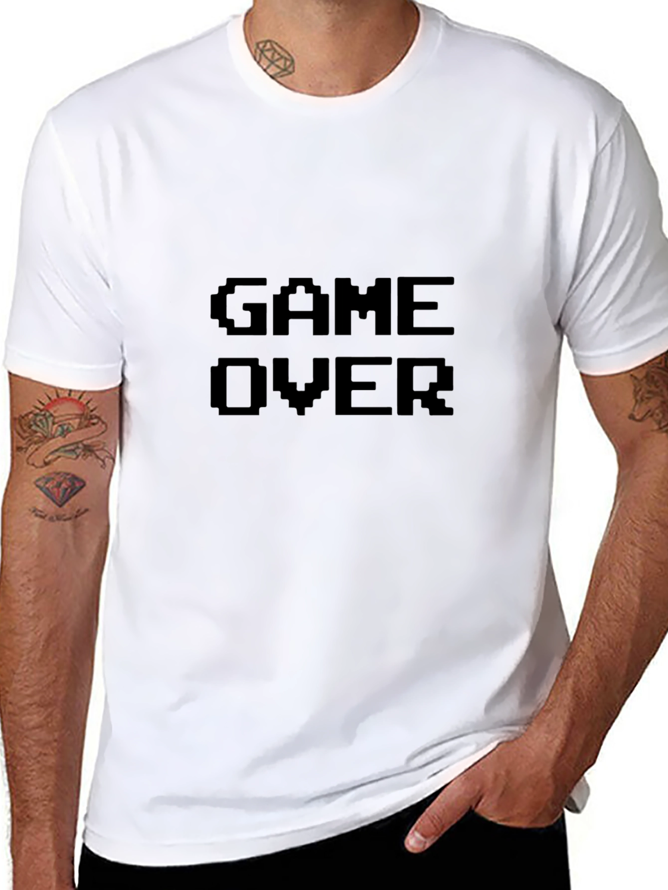 Game Over Pixel Art Black T-Shirt