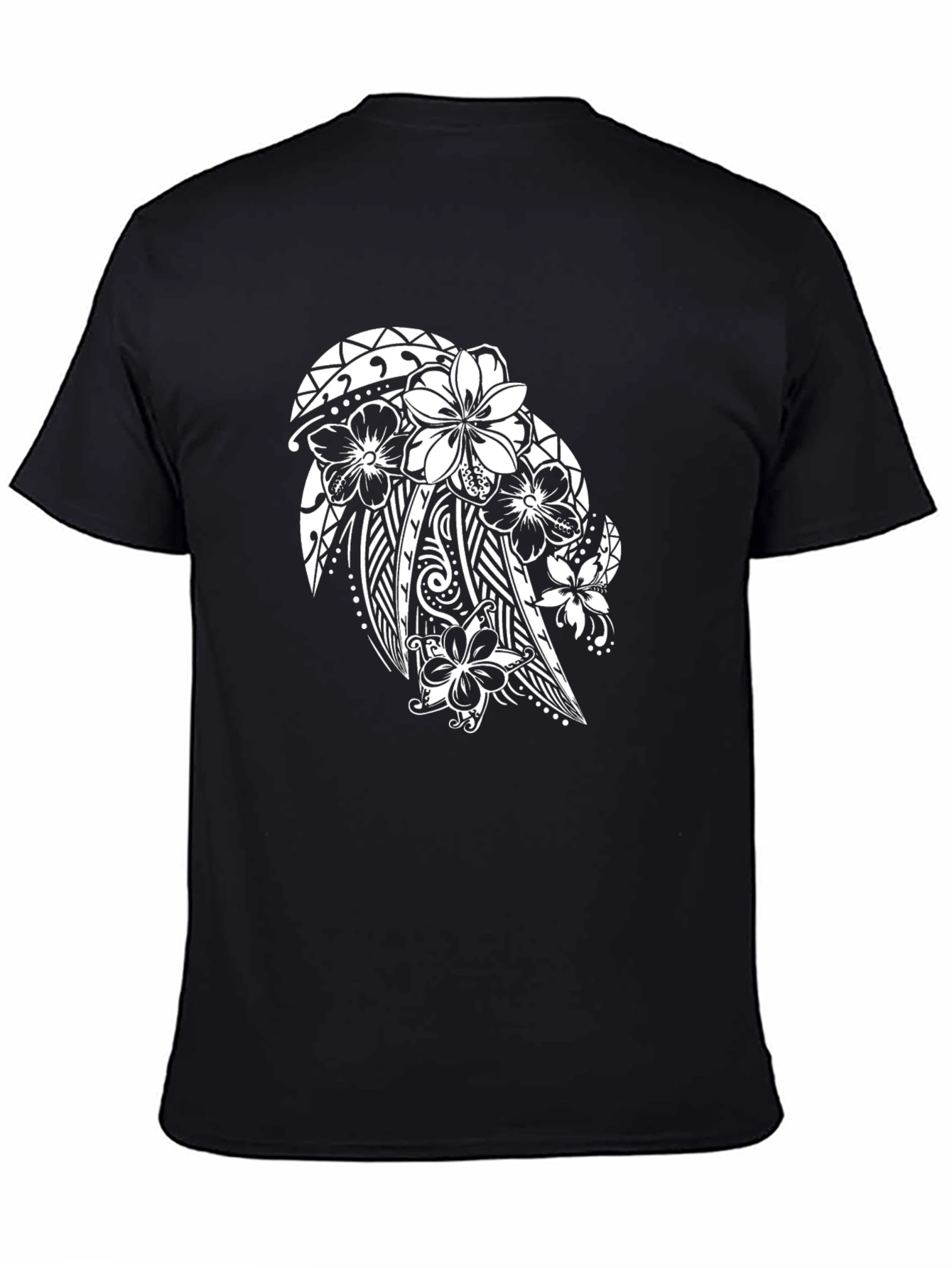 Tribal Floral Graphic Black T-Shirt