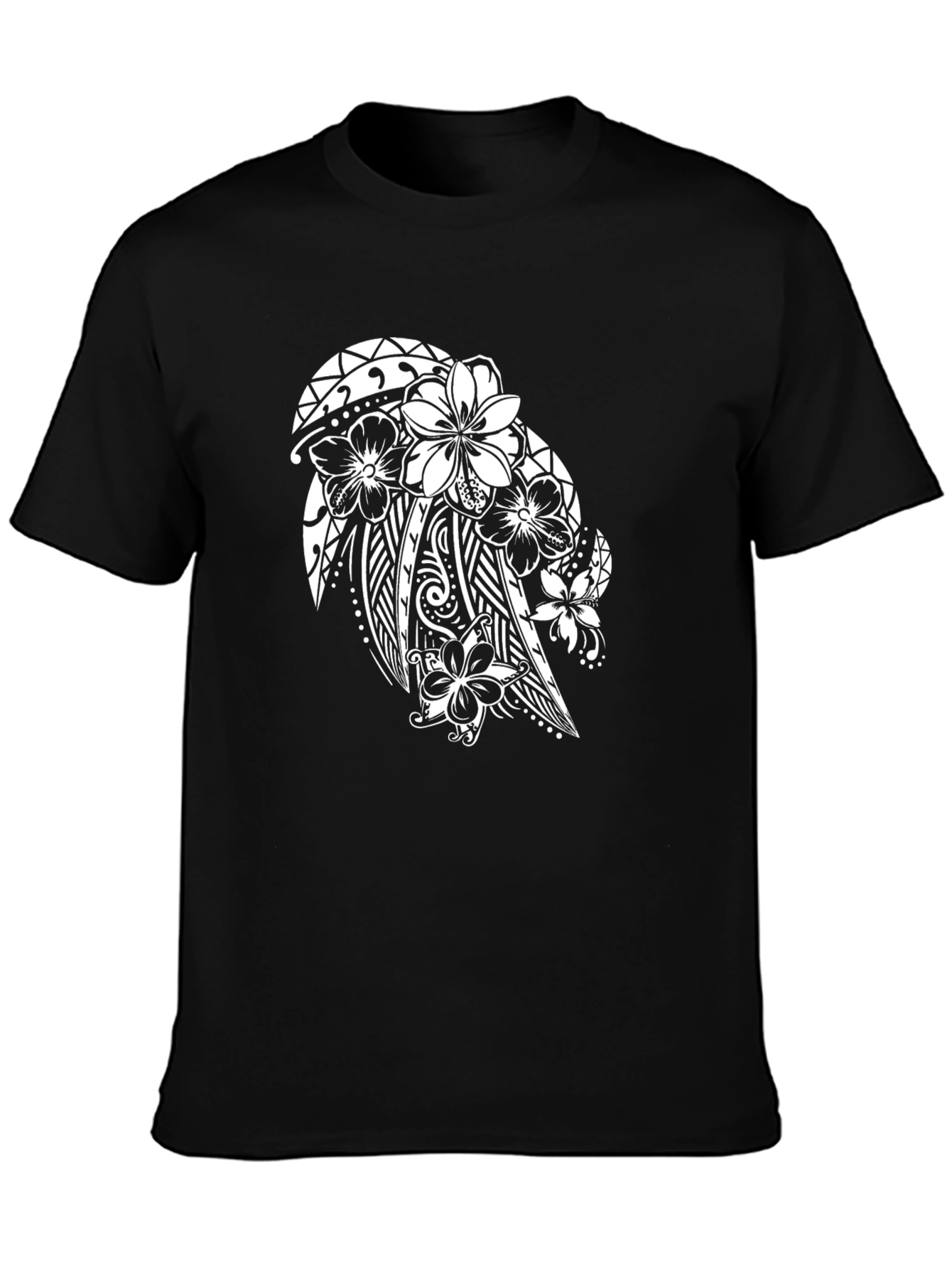 Tribal Floral Graphic Black T-Shirt