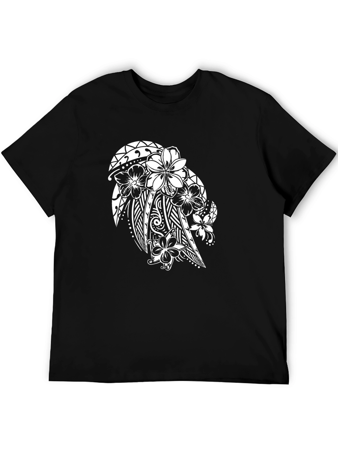Tribal Floral Graphic Black T-Shirt