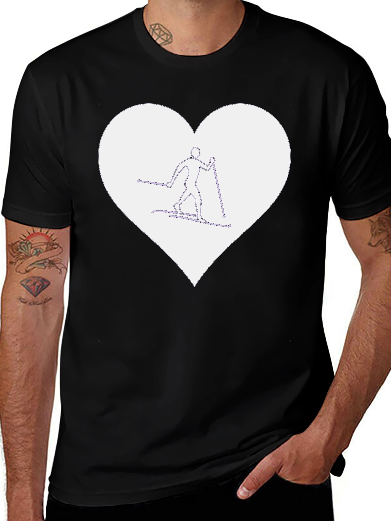 Heart Ski T-Shirt - Black Graphic Tee