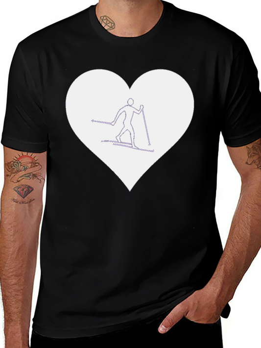 Heart Ski T-Shirt - Black Graphic Tee