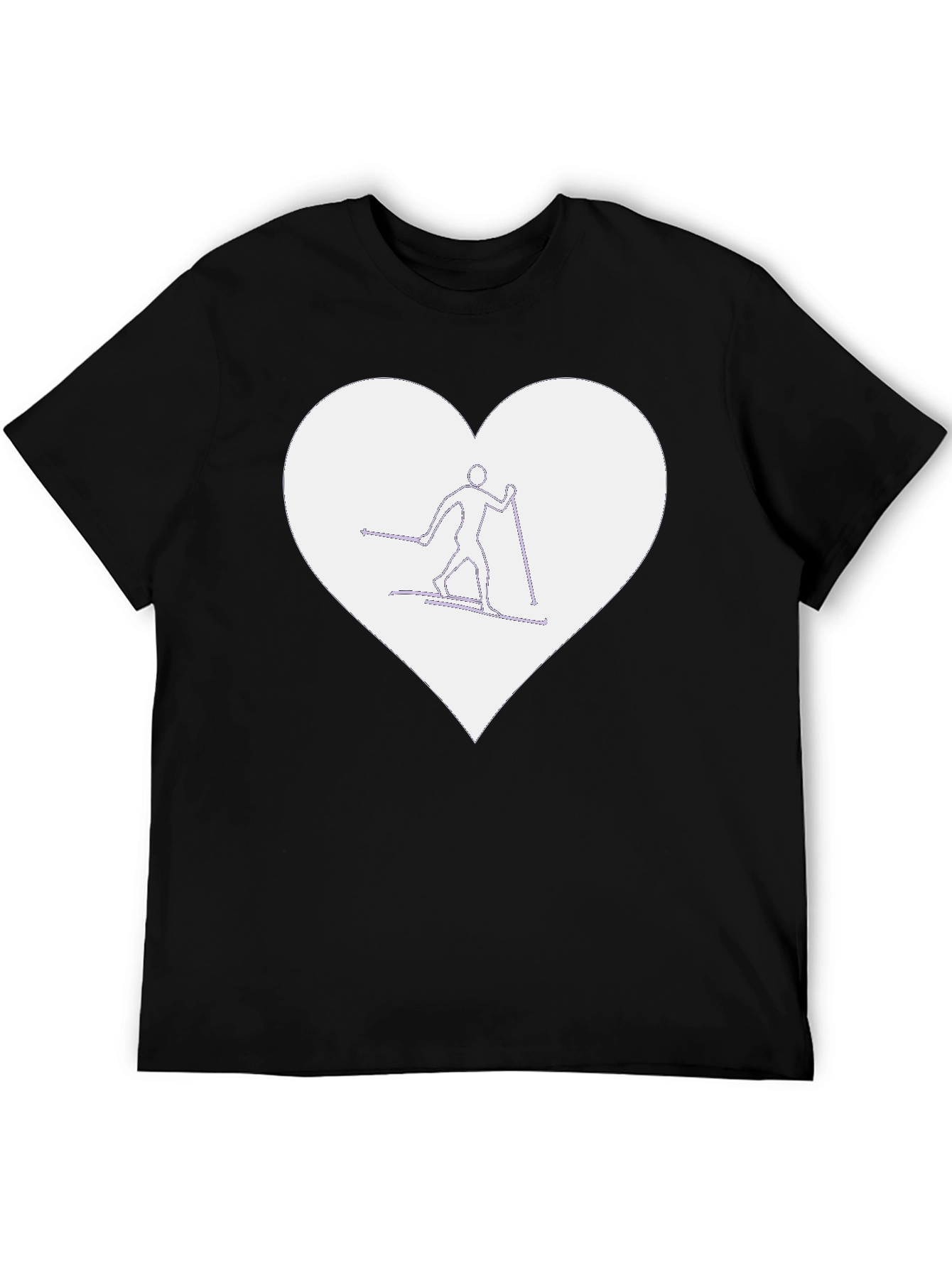 Heart Ski T-Shirt - Black Graphic Tee