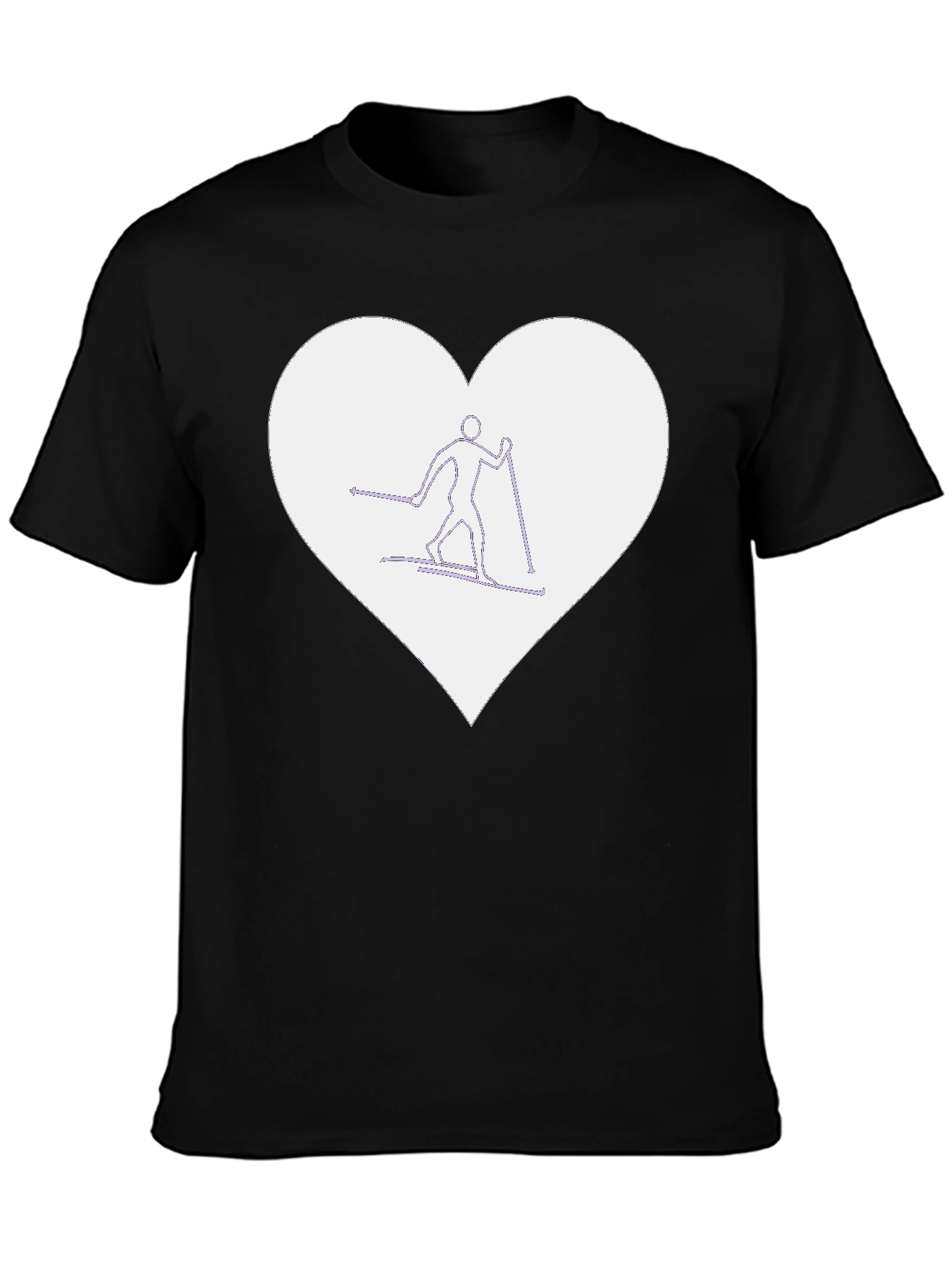 Heart Ski T-Shirt - Black Graphic Tee