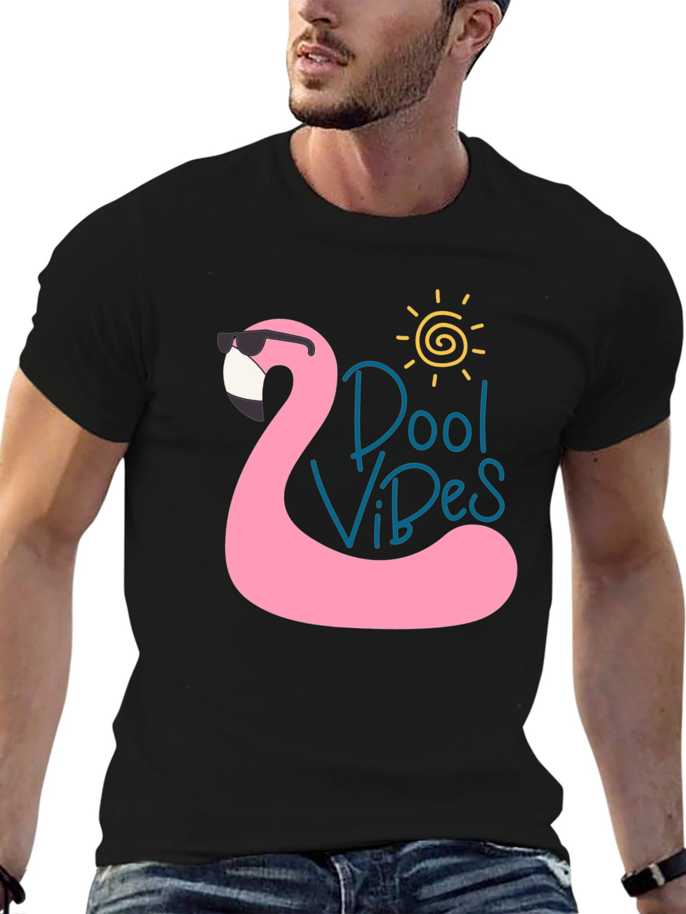 Cool Vibes Flamingo Black T-Shirt