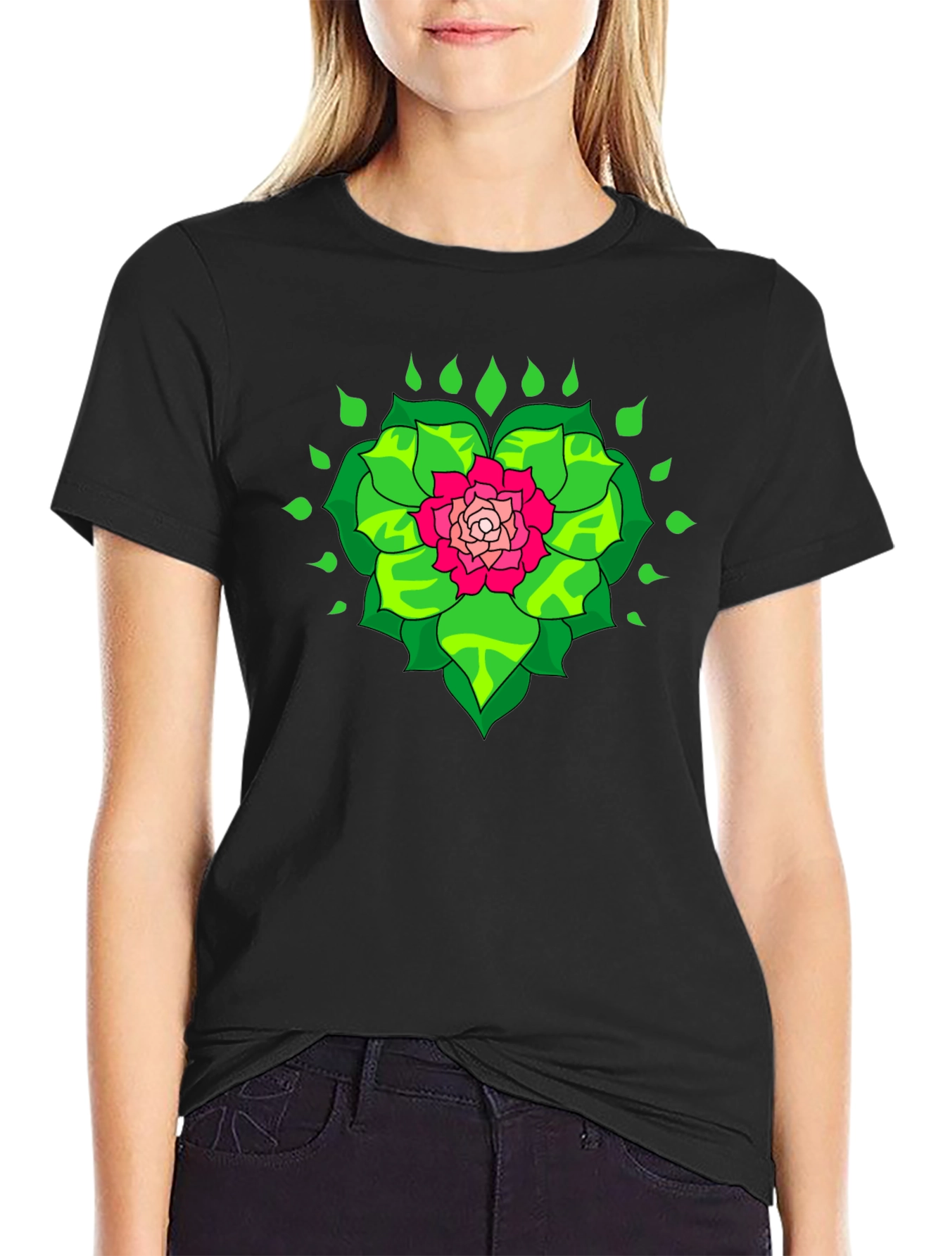 Botanical Blossom Graphic Tee - Black