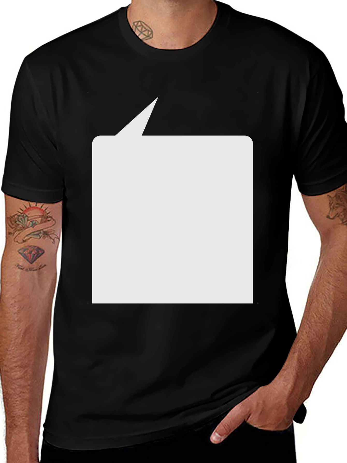 Black T-Shirt with Blank Speech Bubble