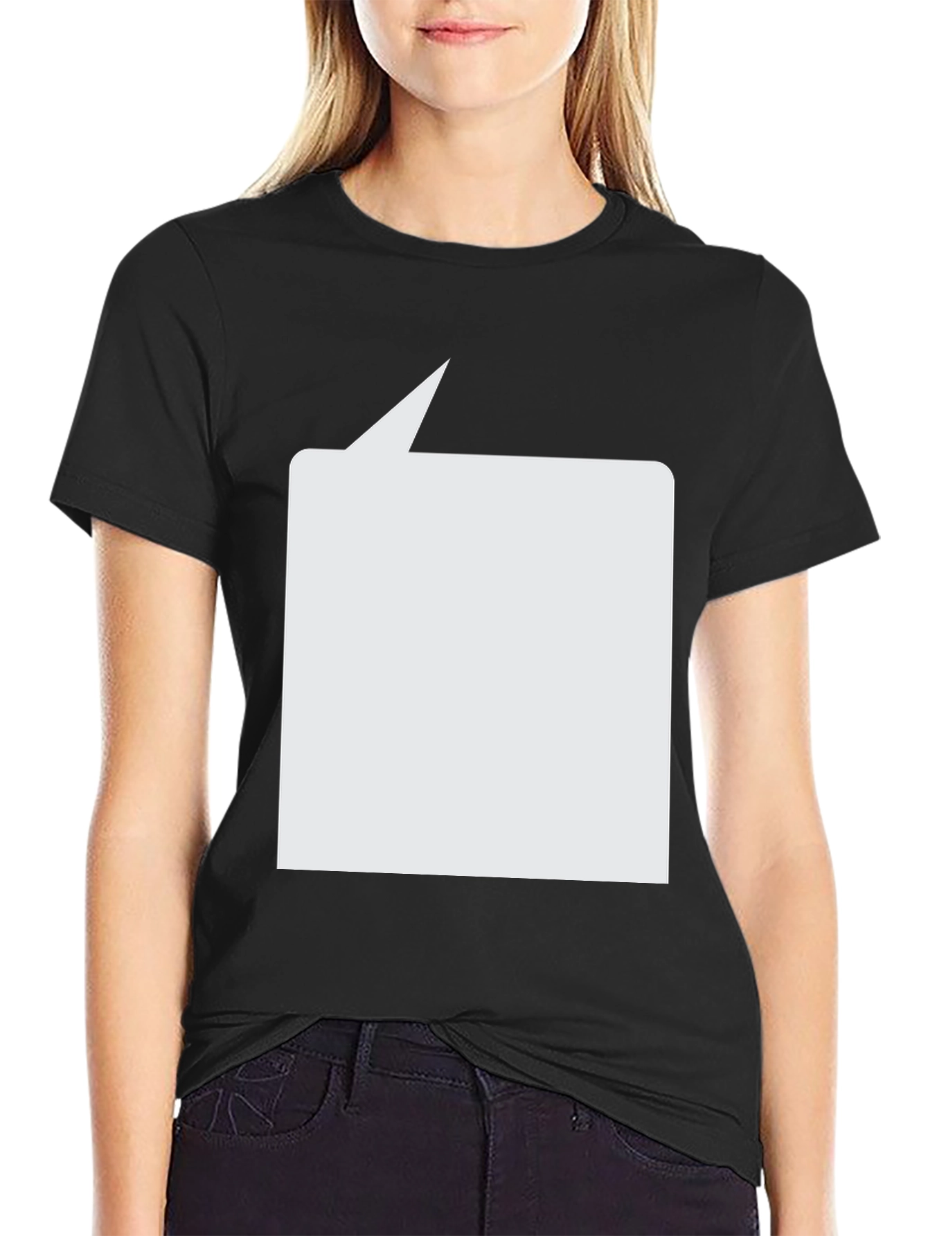 Black T-Shirt with Blank Speech Bubble