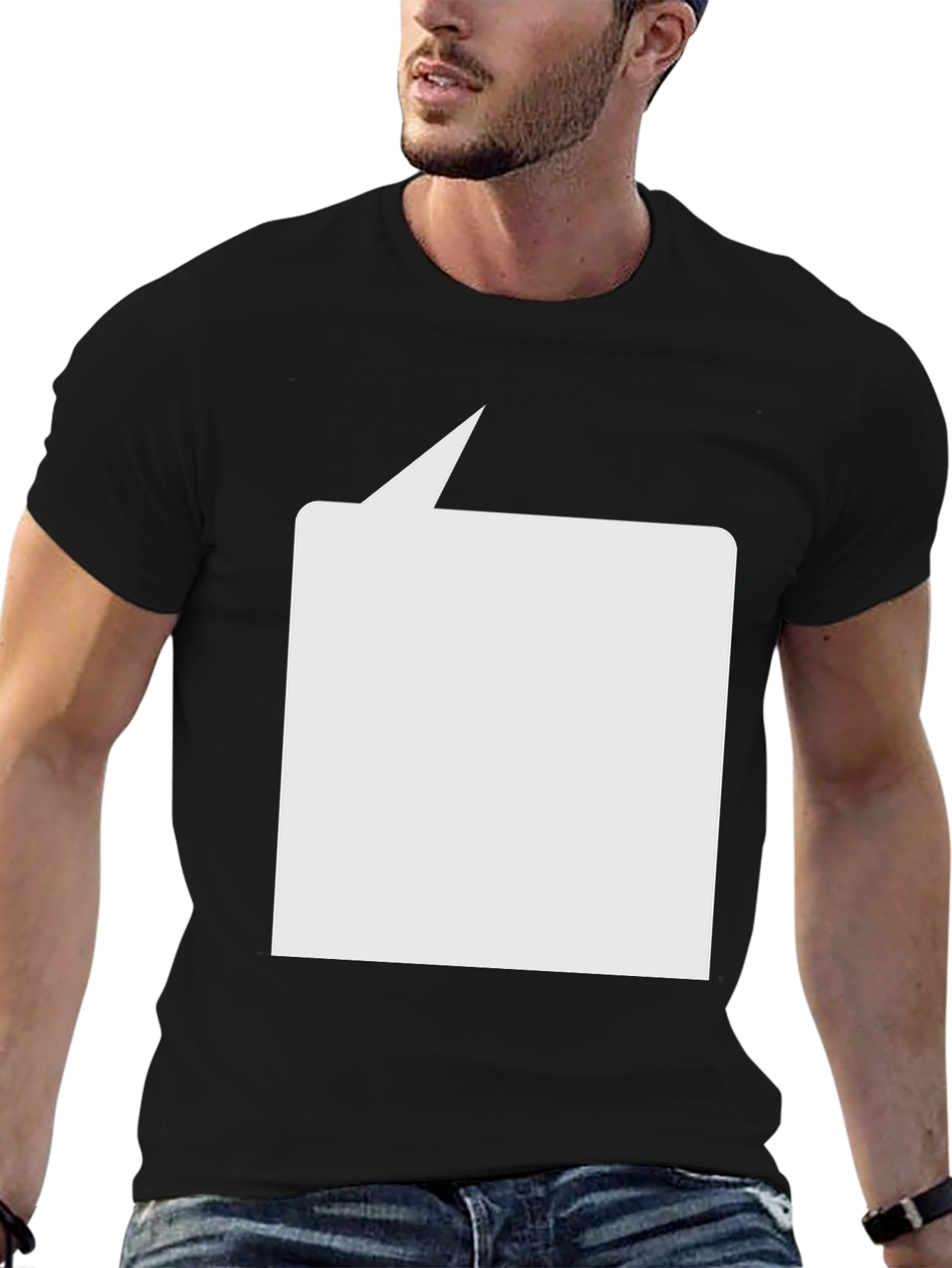 Black T-Shirt with Blank Speech Bubble